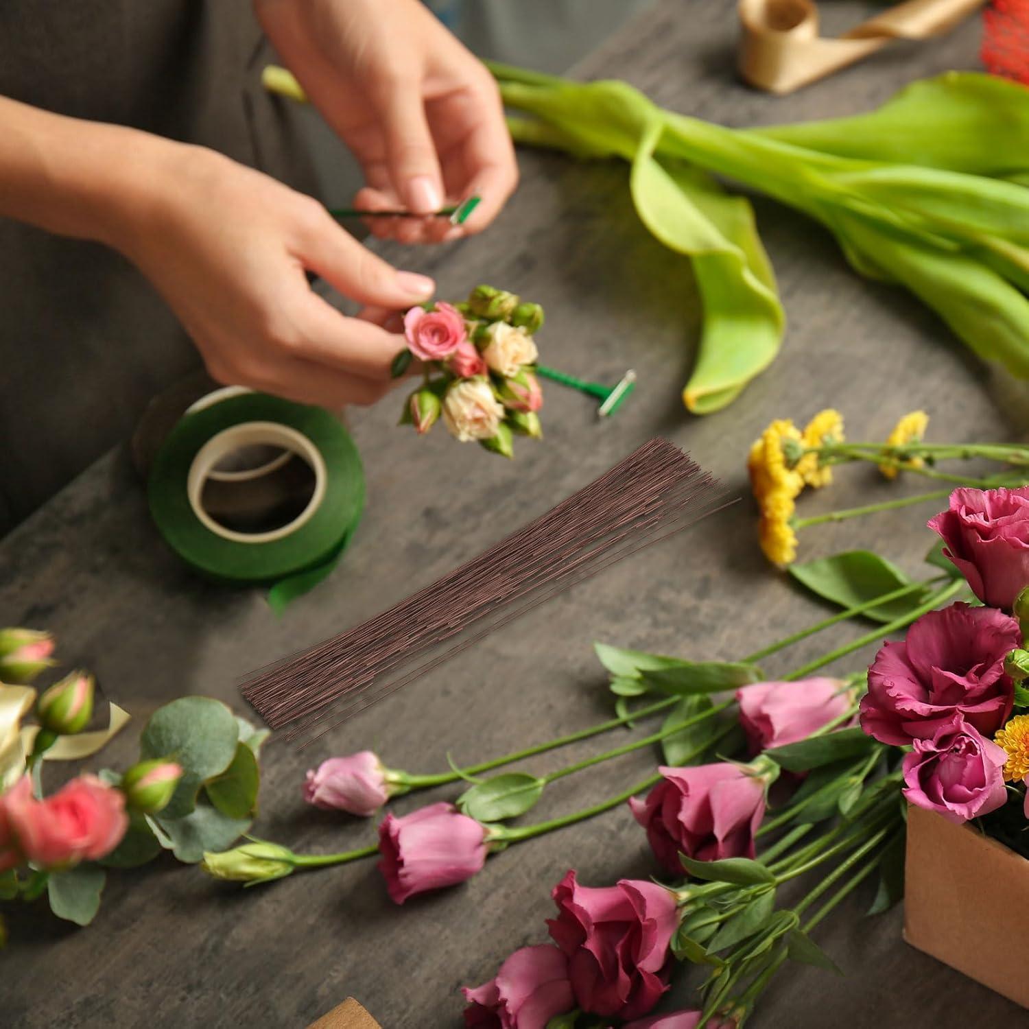 Alambre de Tallo Floral PATIKIL 26 Gauge 36 cm Marrón 100 Pcs