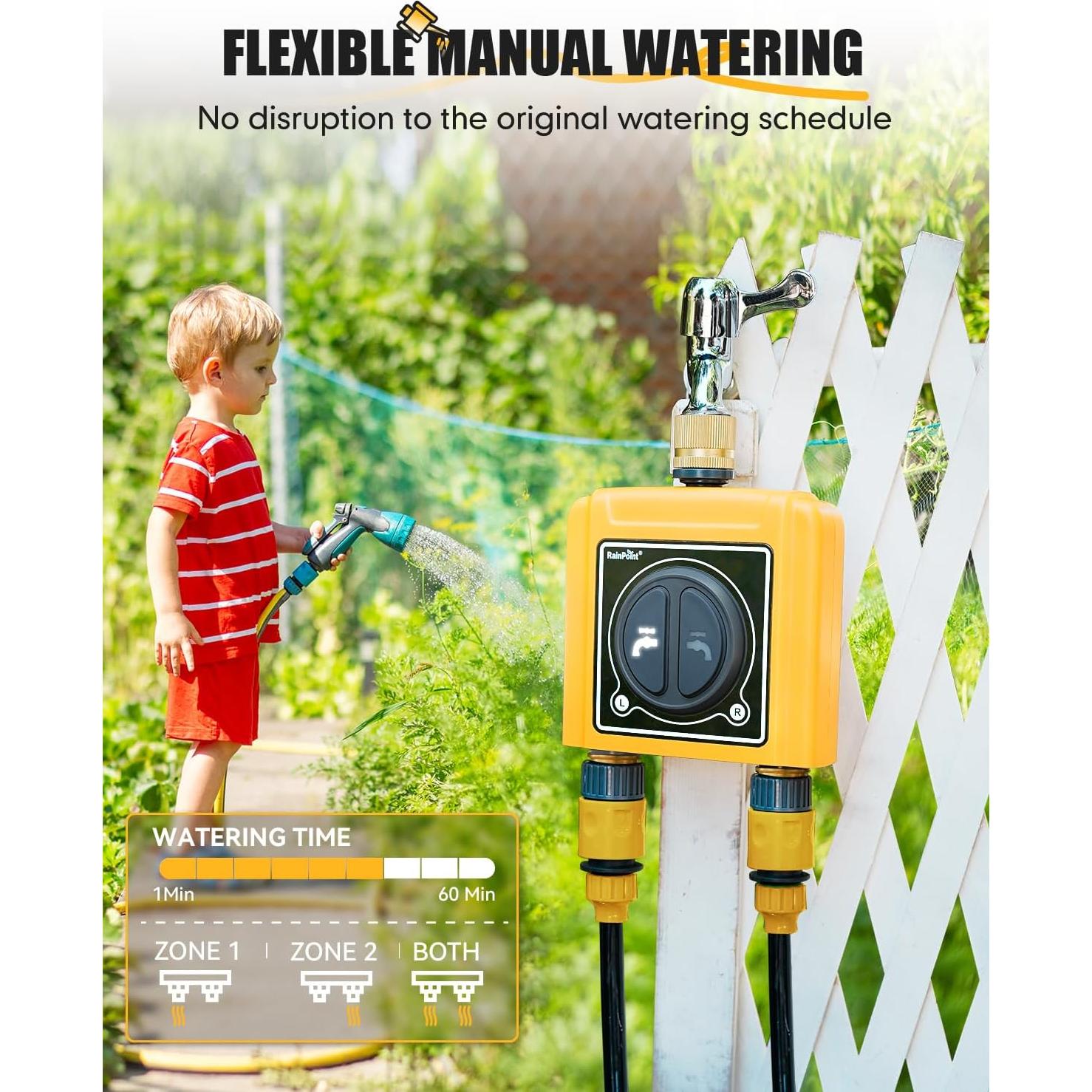 Temporizador de Riego WiFi RAINPOINT 2 Zonas Bronce