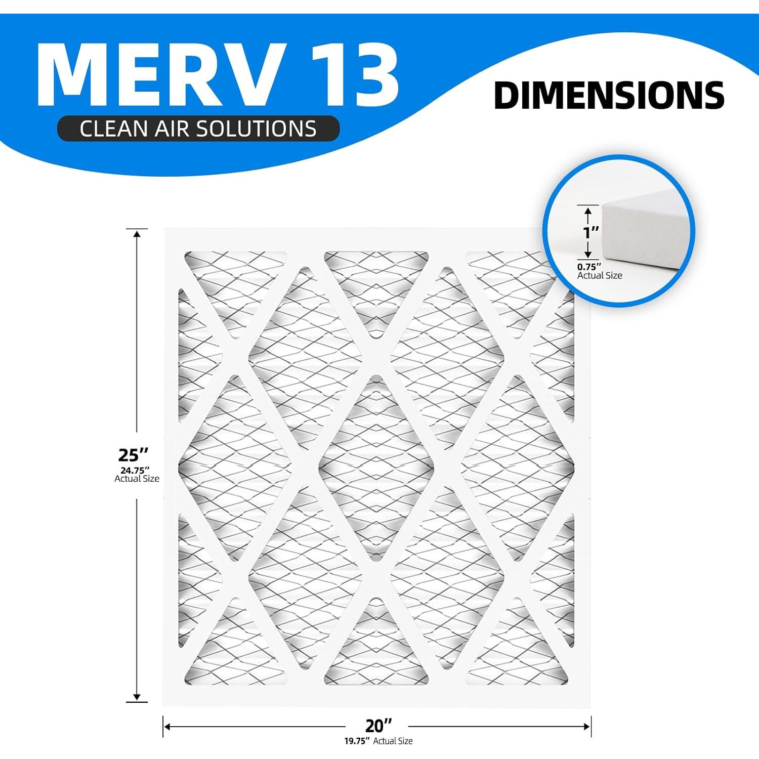 Filtros de Aire Plisados Chenzhit 20x25x1 MERV 13 - 4 Paquete