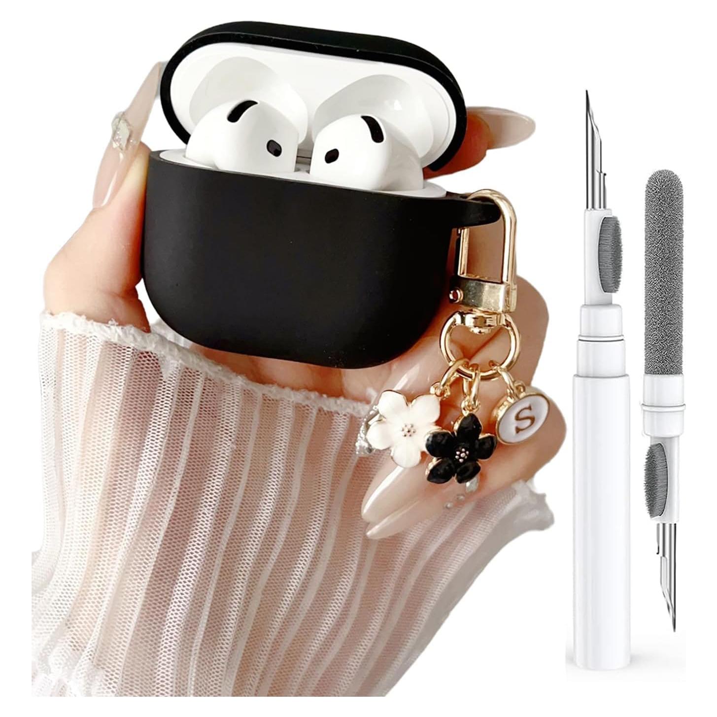 Funda de Silicona Olytop para Airpods 4 - Negra con Llavero