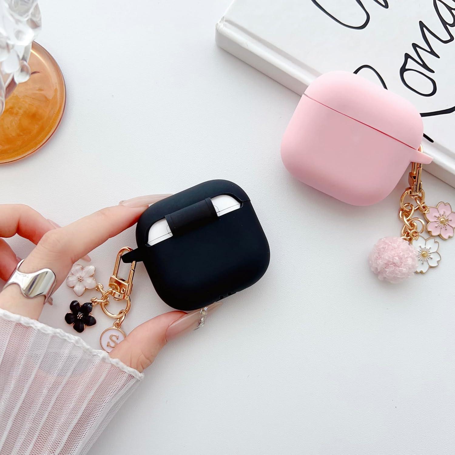 Funda de Silicona Olytop para Airpods 4 - Negra con Llavero
