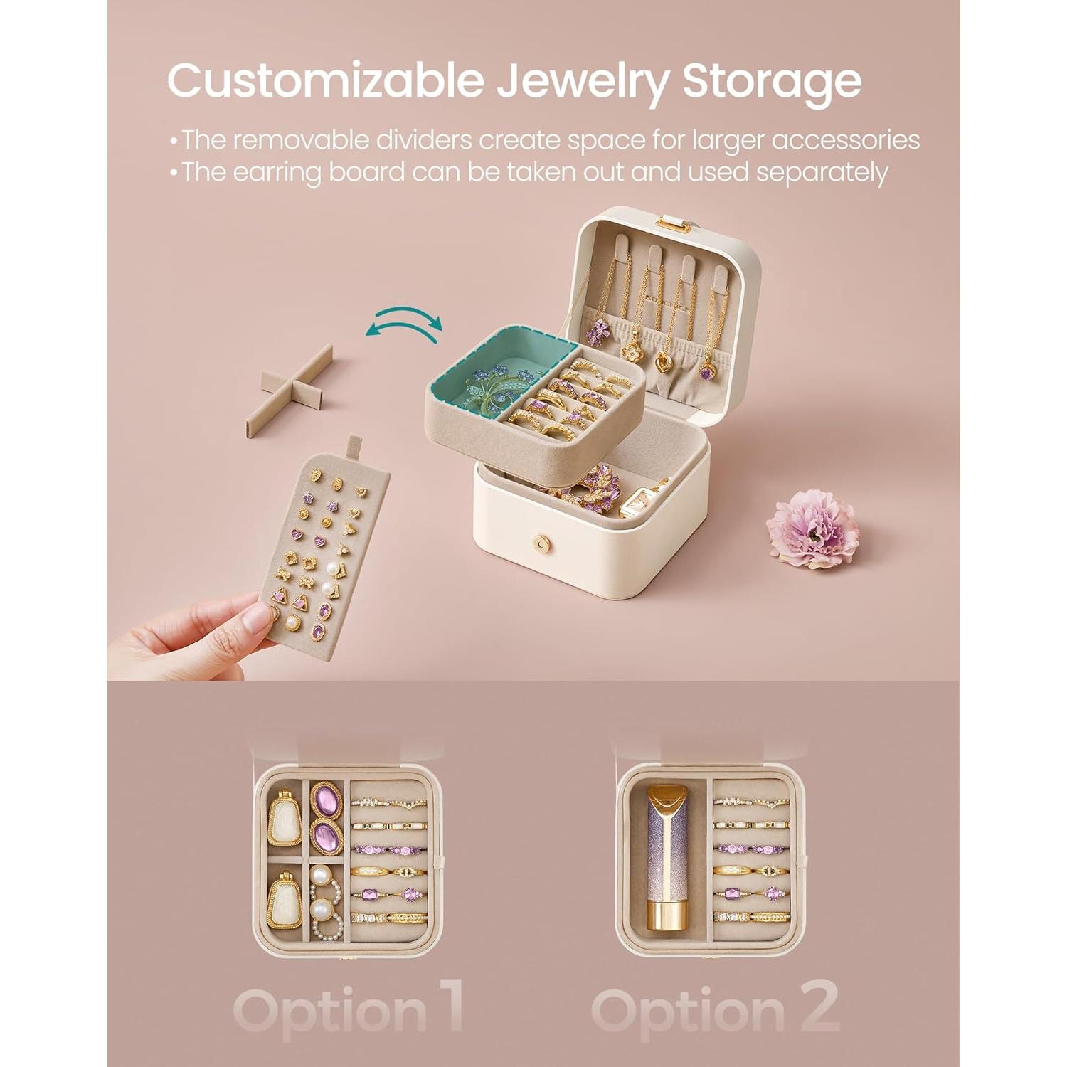 Caja de Joyería Compacta SONGMICS 2 Capas Blanco Nube