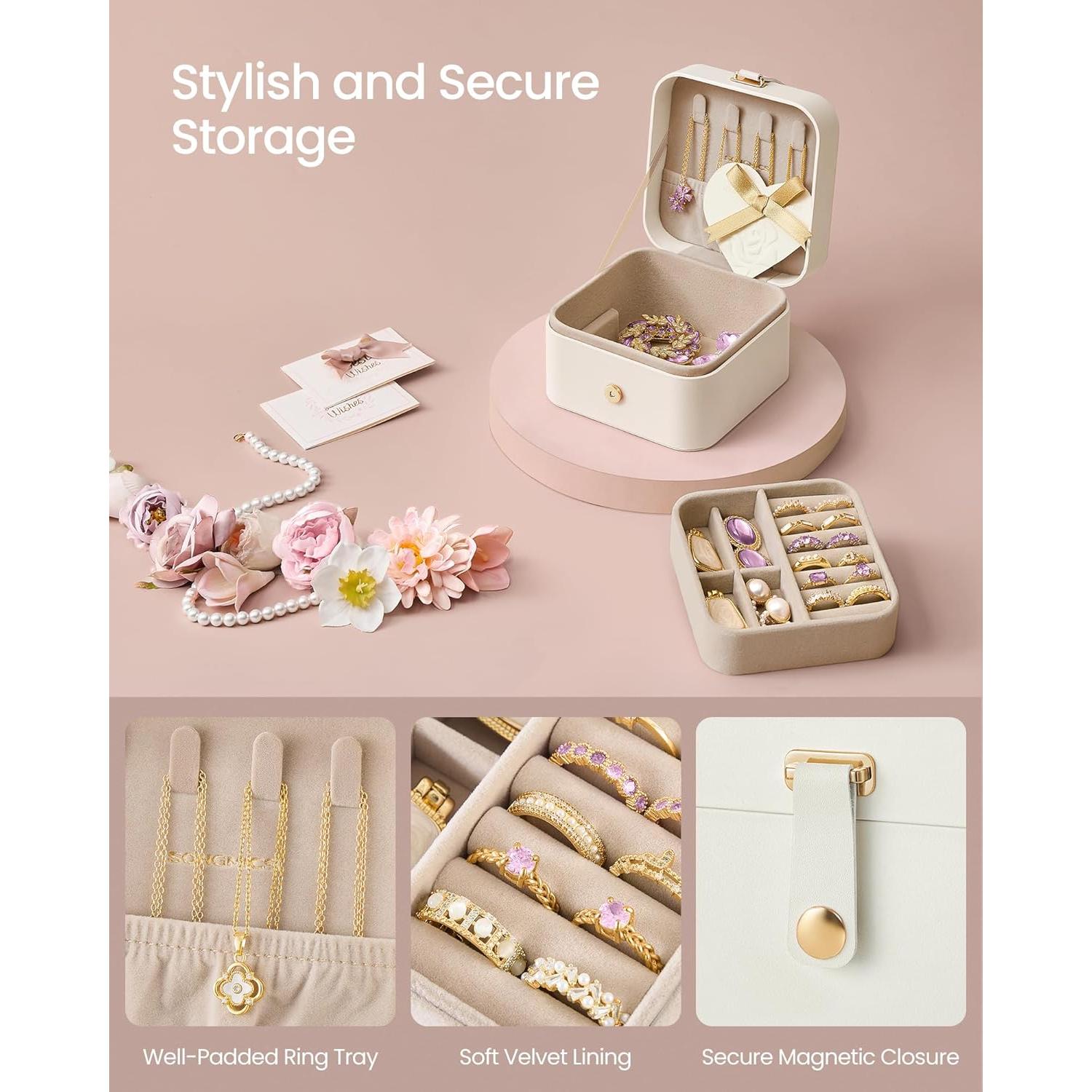 Caja de Joyería Compacta SONGMICS 2 Capas Blanco Nube