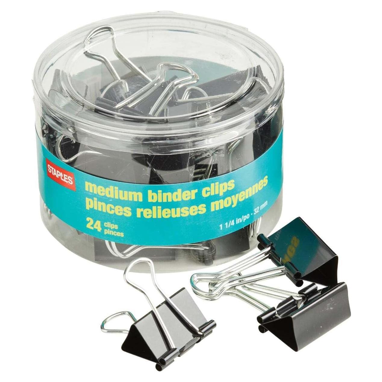 Clip de metal mediano Staples negro 3.18 cm capacidad 1.59 cm