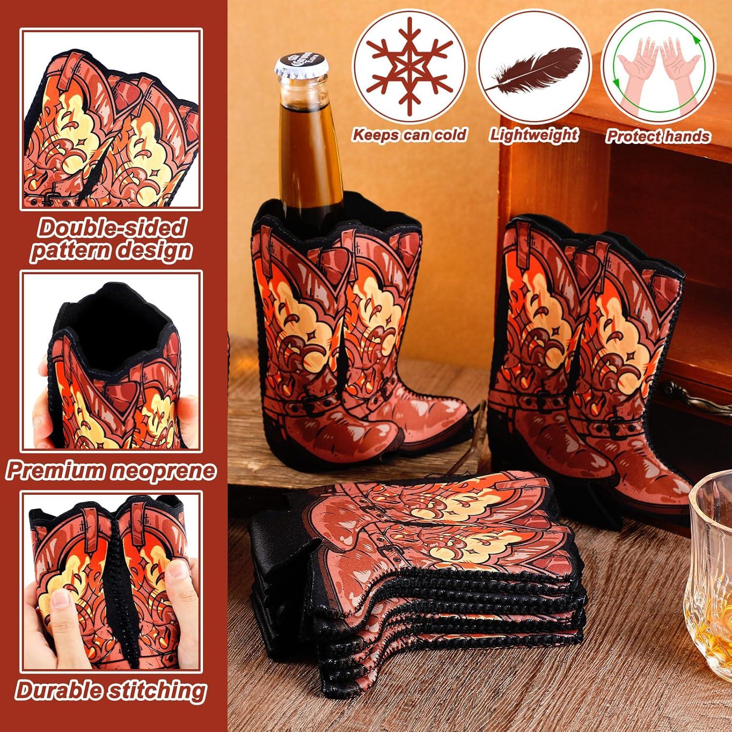 24 Enfriadores de Lata Vaquero SiliFine Neopreno 12oz Marrón