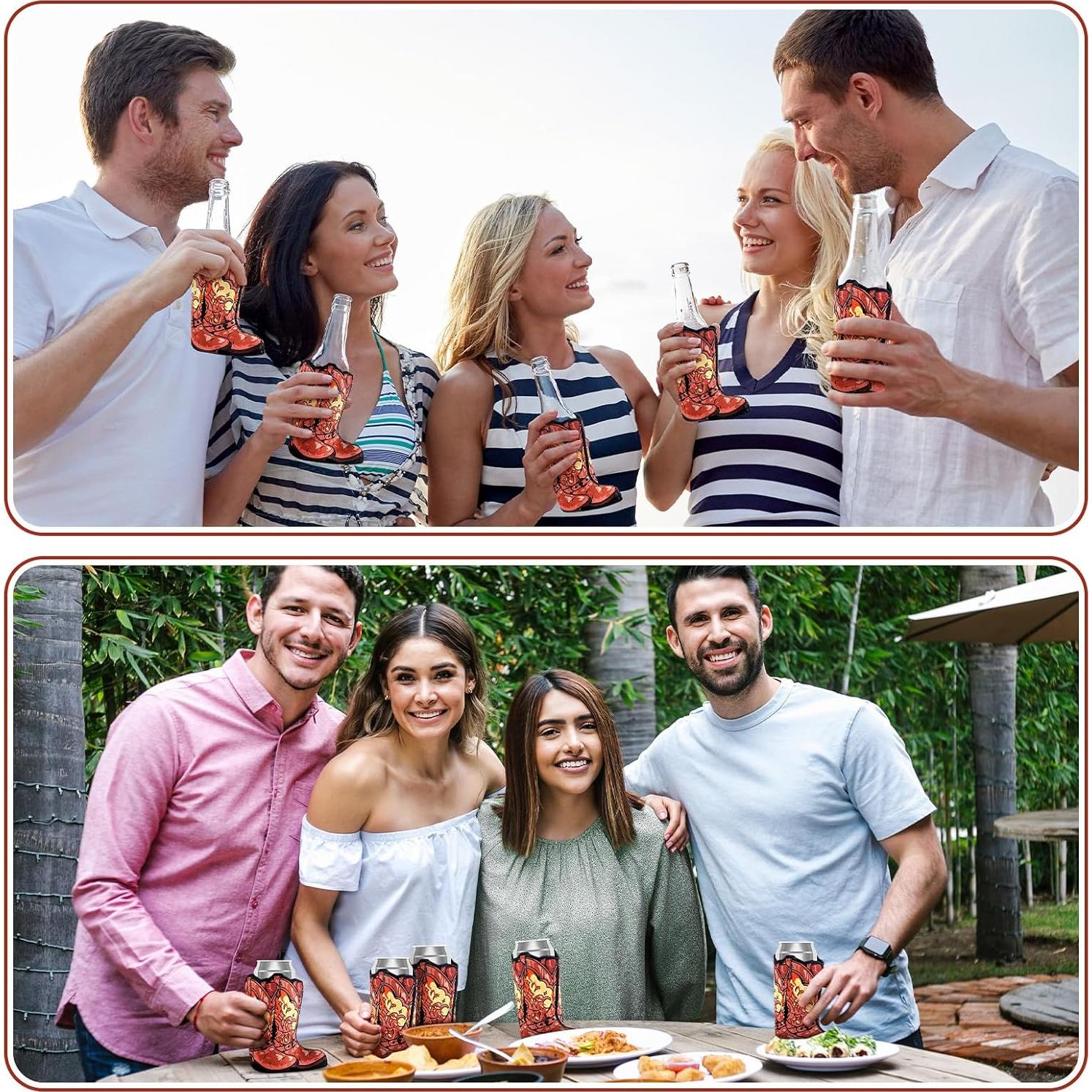 24 Enfriadores de Lata Vaquero SiliFine Neopreno 12oz Marrón