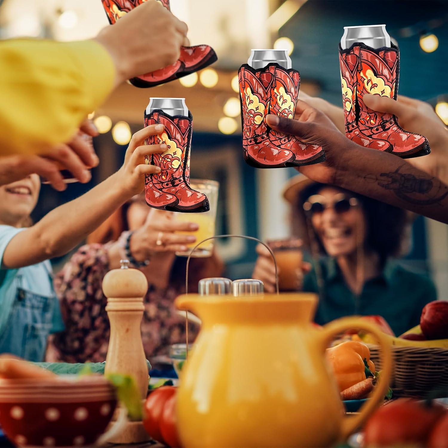 24 Enfriadores de Lata Vaquero SiliFine Neopreno 12oz Marrón