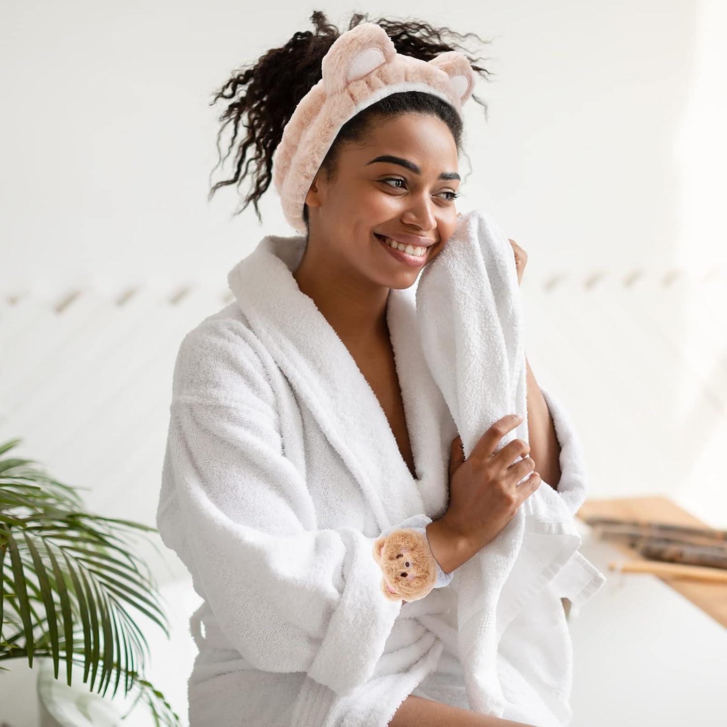 Conjunto Diadema y Muñequera Spa WHAVEL Oso Café