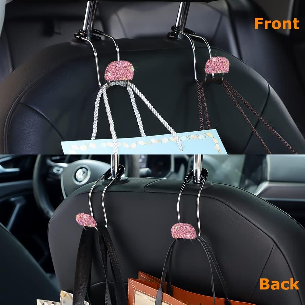 Soporte de bolso SAVORI para coche 2PCS Rosa con ganchos brillantes