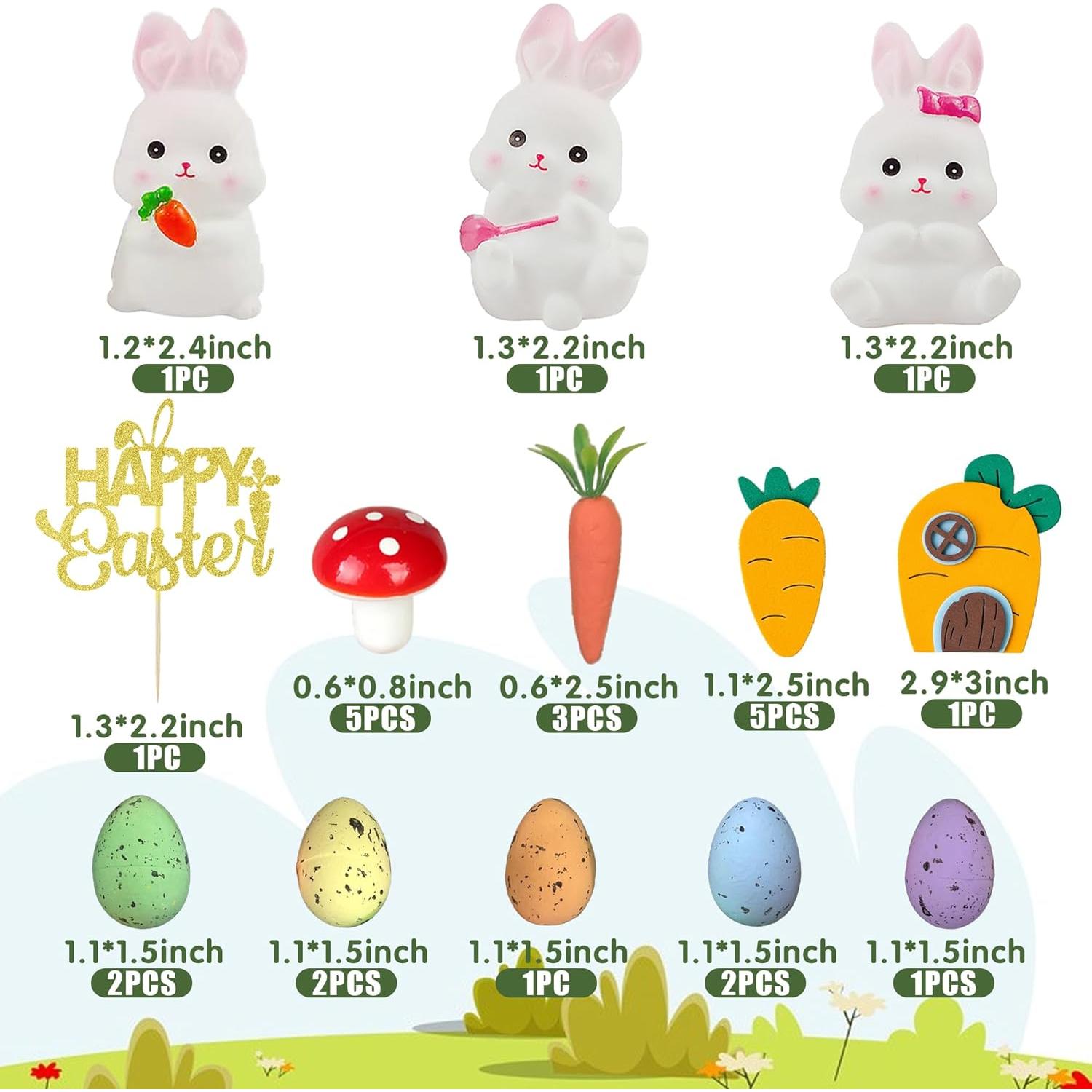 Adorno de Pastel DRWATE Conejo de Pascua y Zanahorias