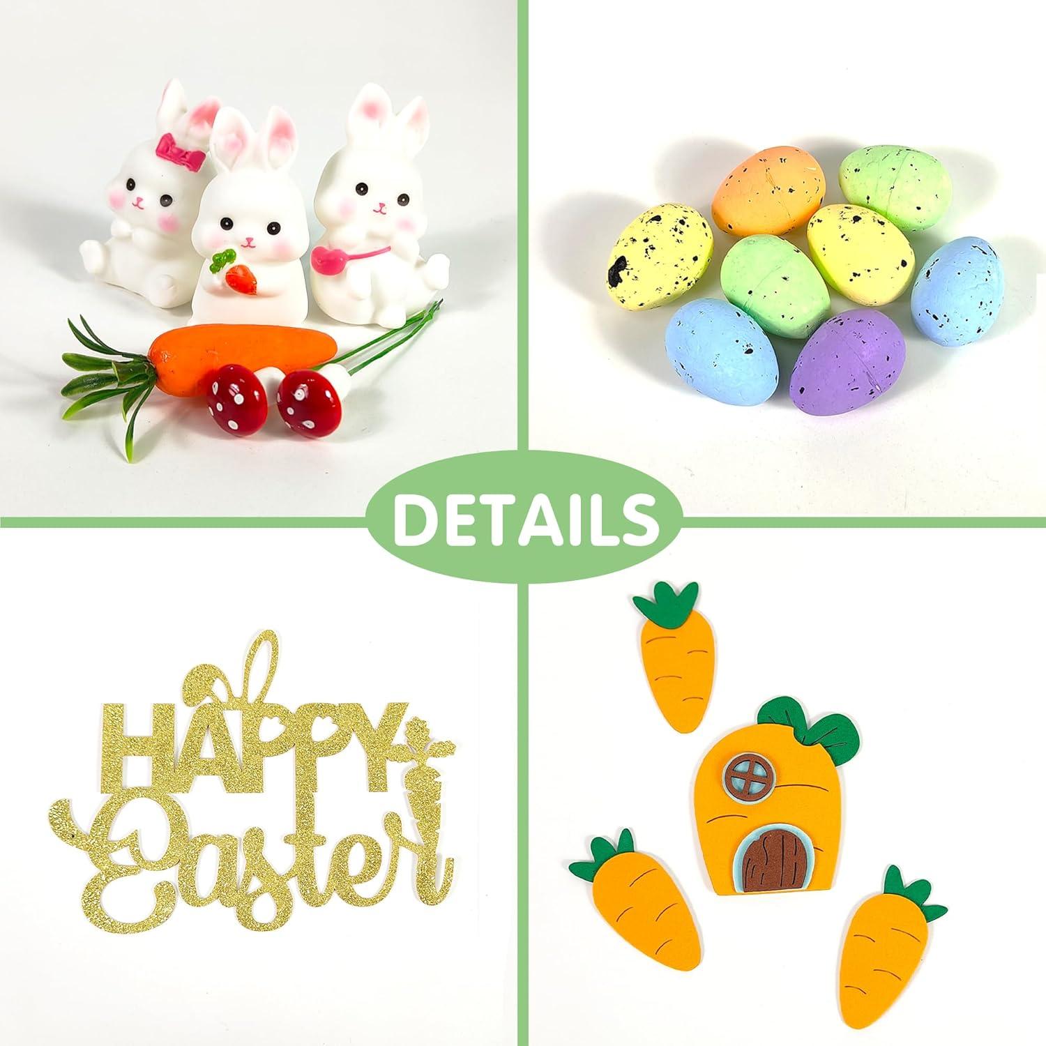 Adorno de Pastel DRWATE Conejo de Pascua y Zanahorias