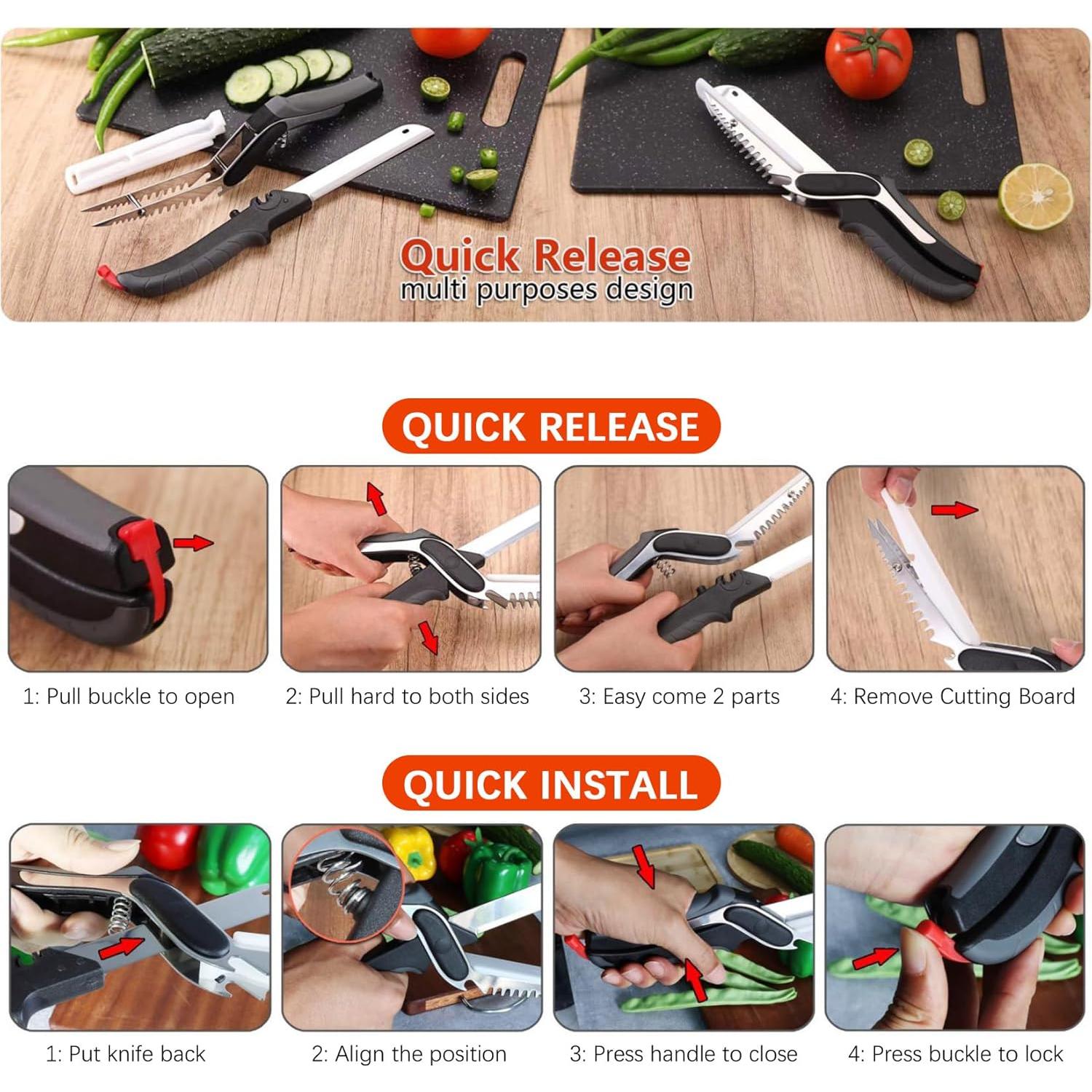 Tijeras de Cocina Multifuncionales XGIZMOO con Tabla de Cortar