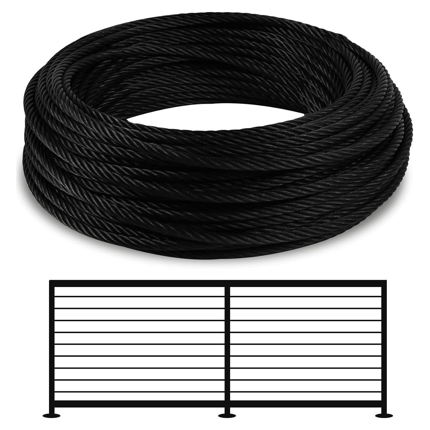 Cable de Acero Inoxidable T316 Negro 4.76mm 15.24m 3700lbs