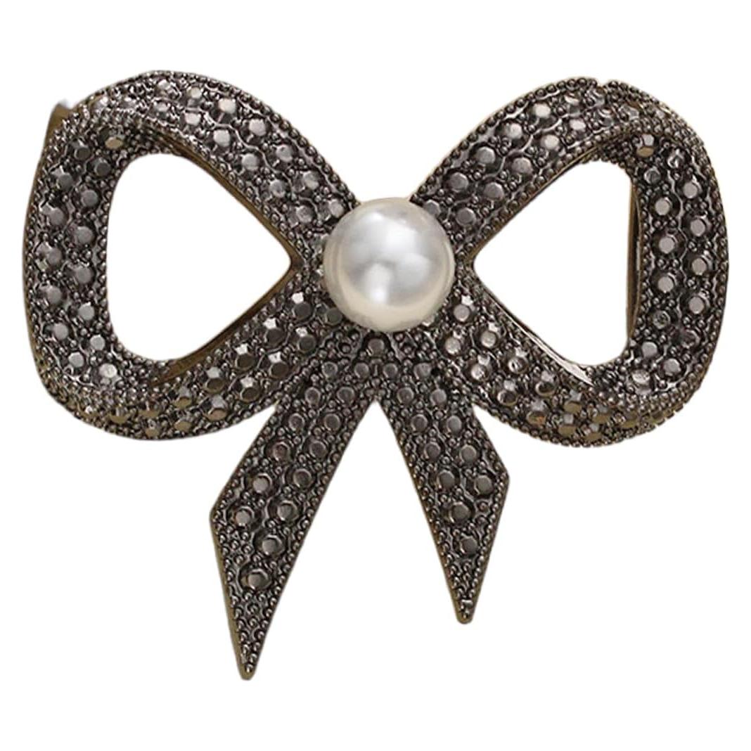 Clips para Bufanda Elegantes Plata y Oro con Perlas - 46.5x40mm