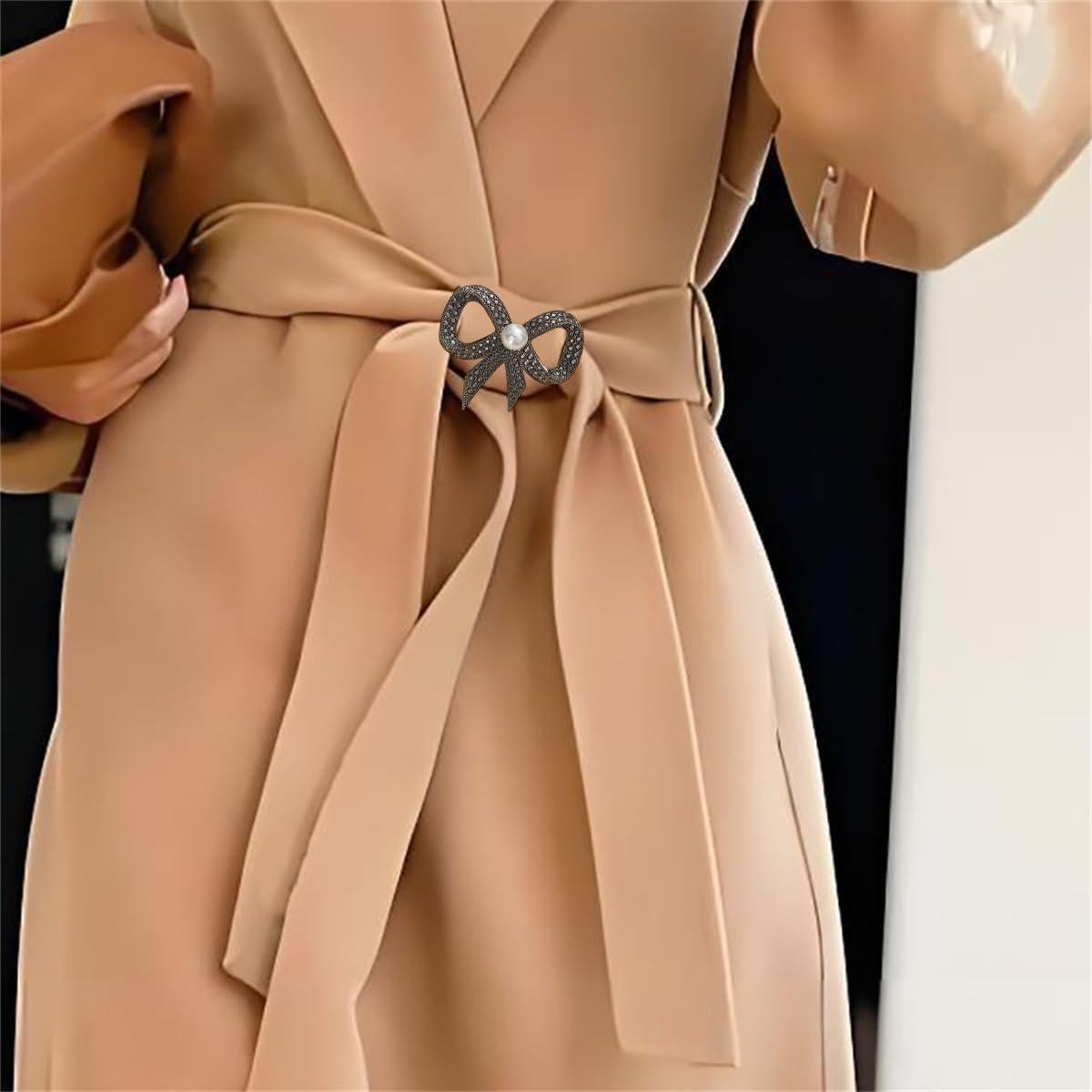 Clips para Bufanda Elegantes Plata y Oro con Perlas - 46.5x40mm