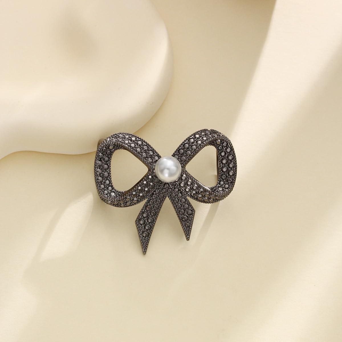 Clips para Bufanda Elegantes Plata y Oro con Perlas - 46.5x40mm