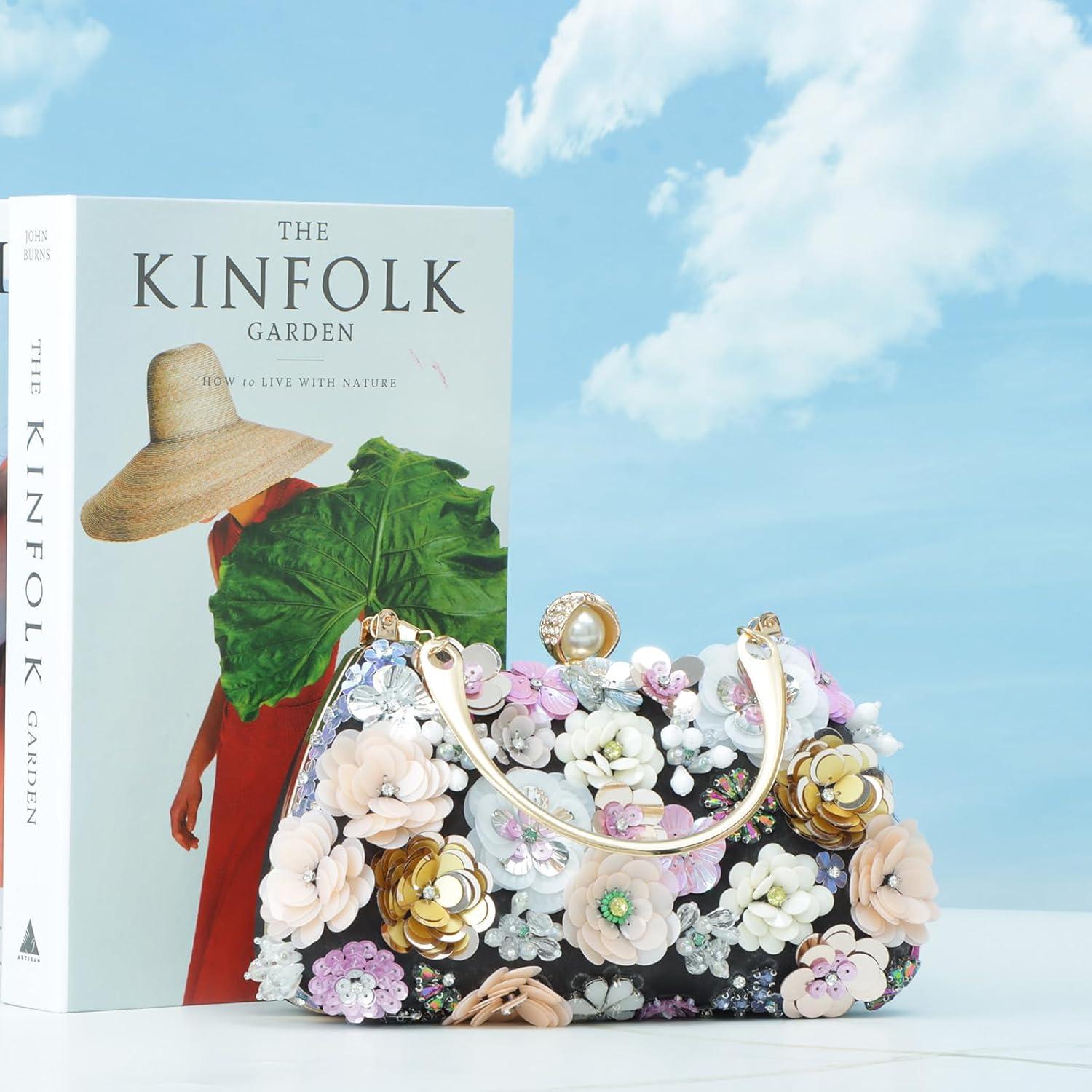 Bolso de Noche Fecialy Floral 3D para Mujeres - 21cm