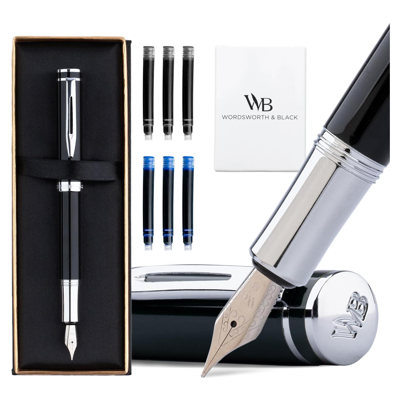 Pluma Fuente Wordsworth y Black Mini EDC Cromo Negro 0.7mm