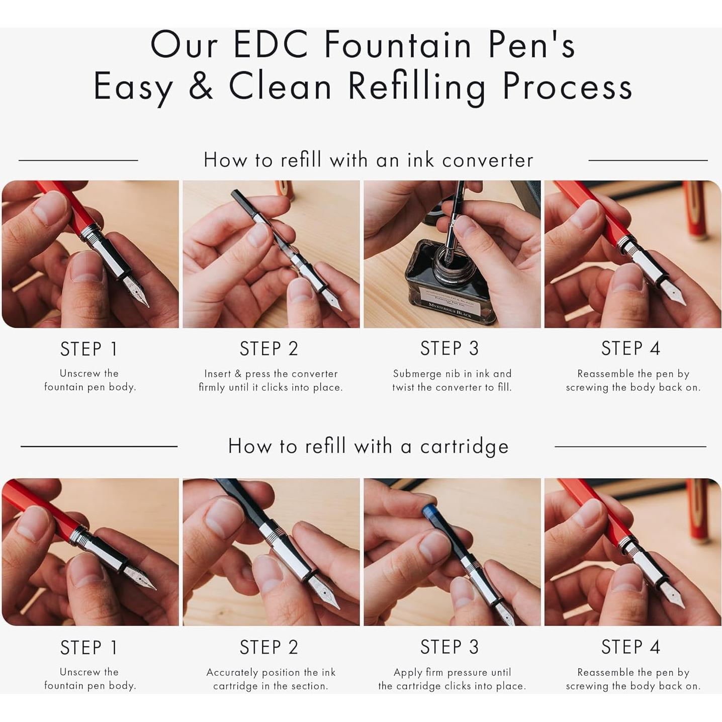 Pluma Fuente Wordsworth y Black Mini EDC Cromo Negro 0.7mm