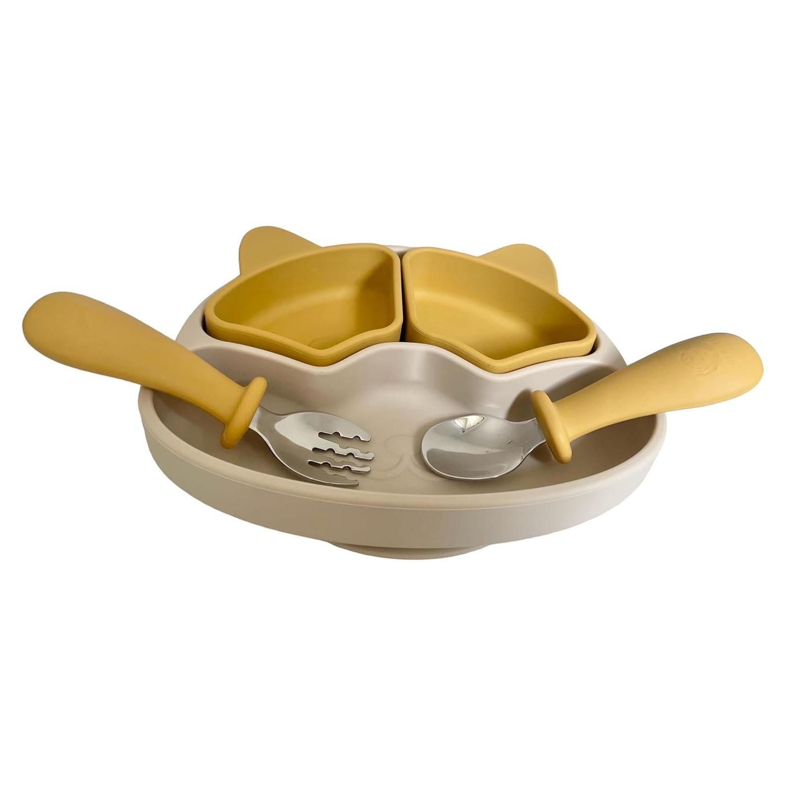 Plato Dividido de Silicona DEMVEK con Utensilios y Estuche