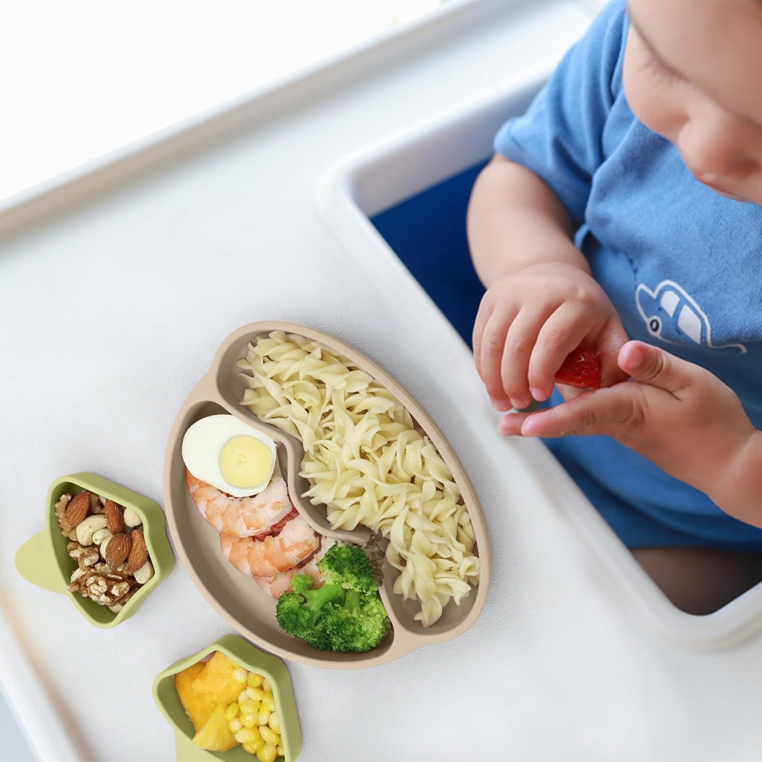 Plato Dividido de Silicona DEMVEK con Utensilios y Estuche