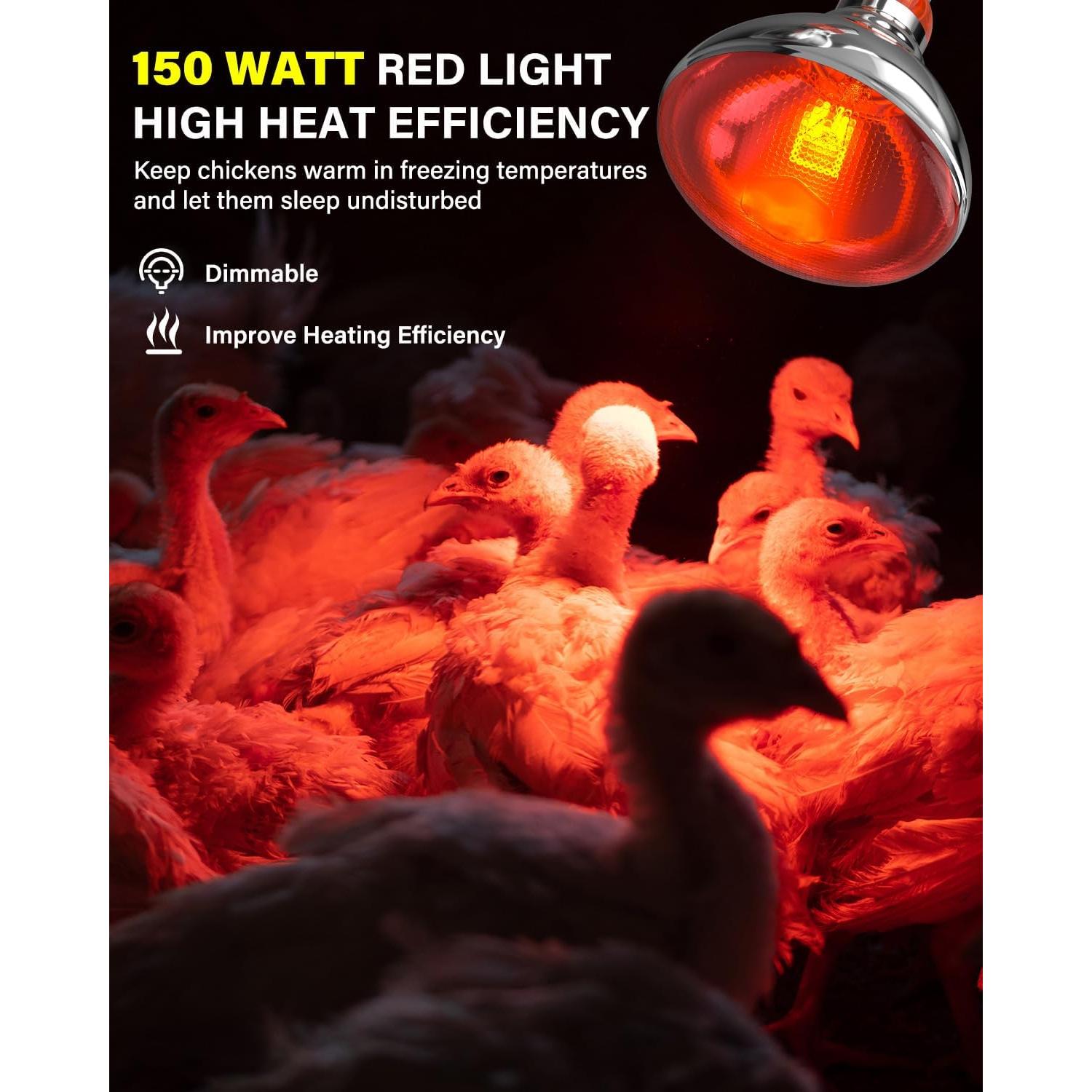 Lámpara de Calor Infrarroja TobeBright 150W para Gallinas
