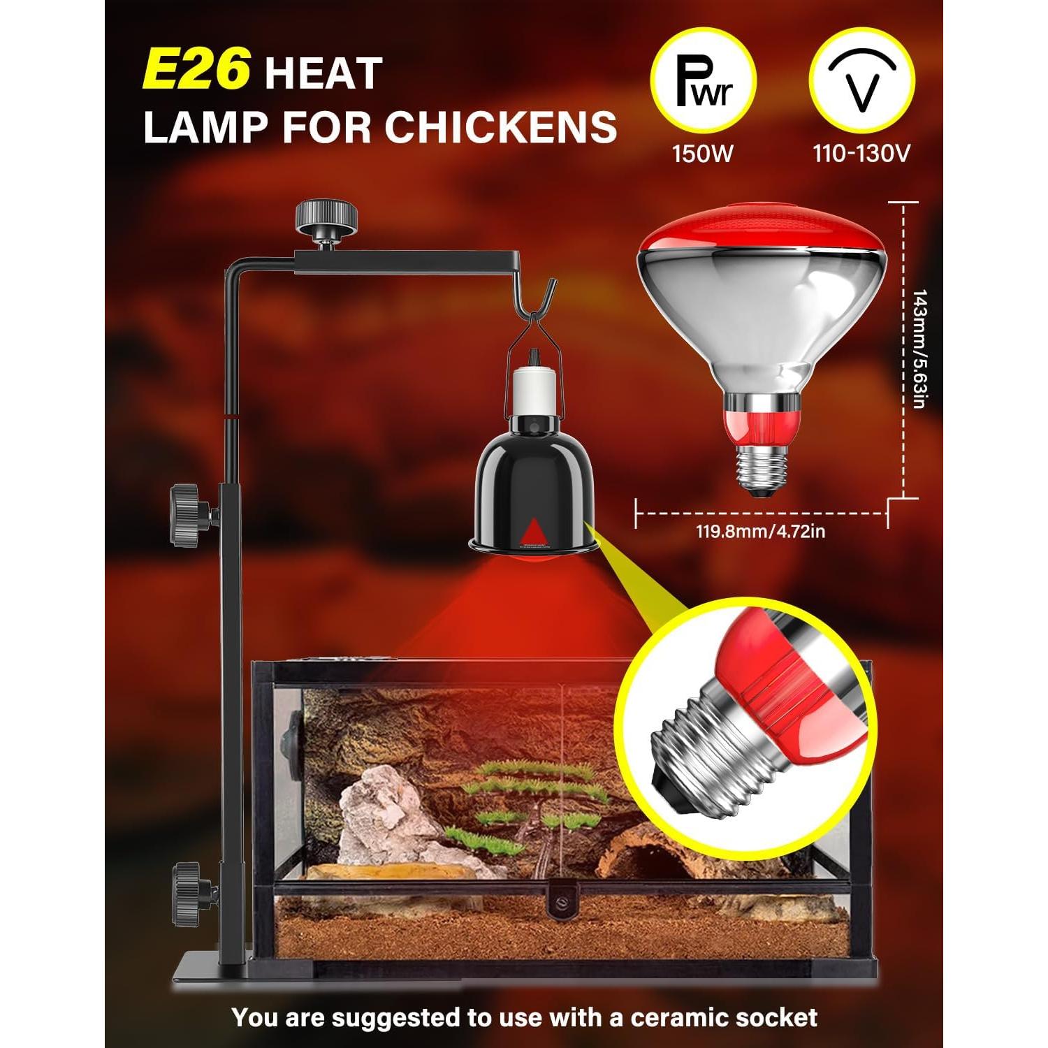 Lámpara de Calor Infrarroja TobeBright 150W para Gallinas