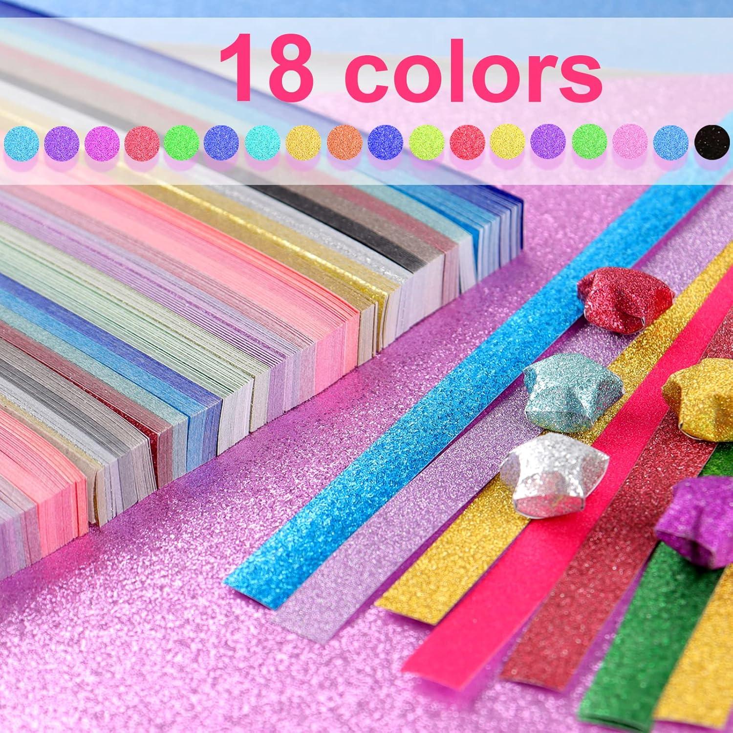 Papel de Origami Brillante JALLYSIA 360 Hojas 18 Colores