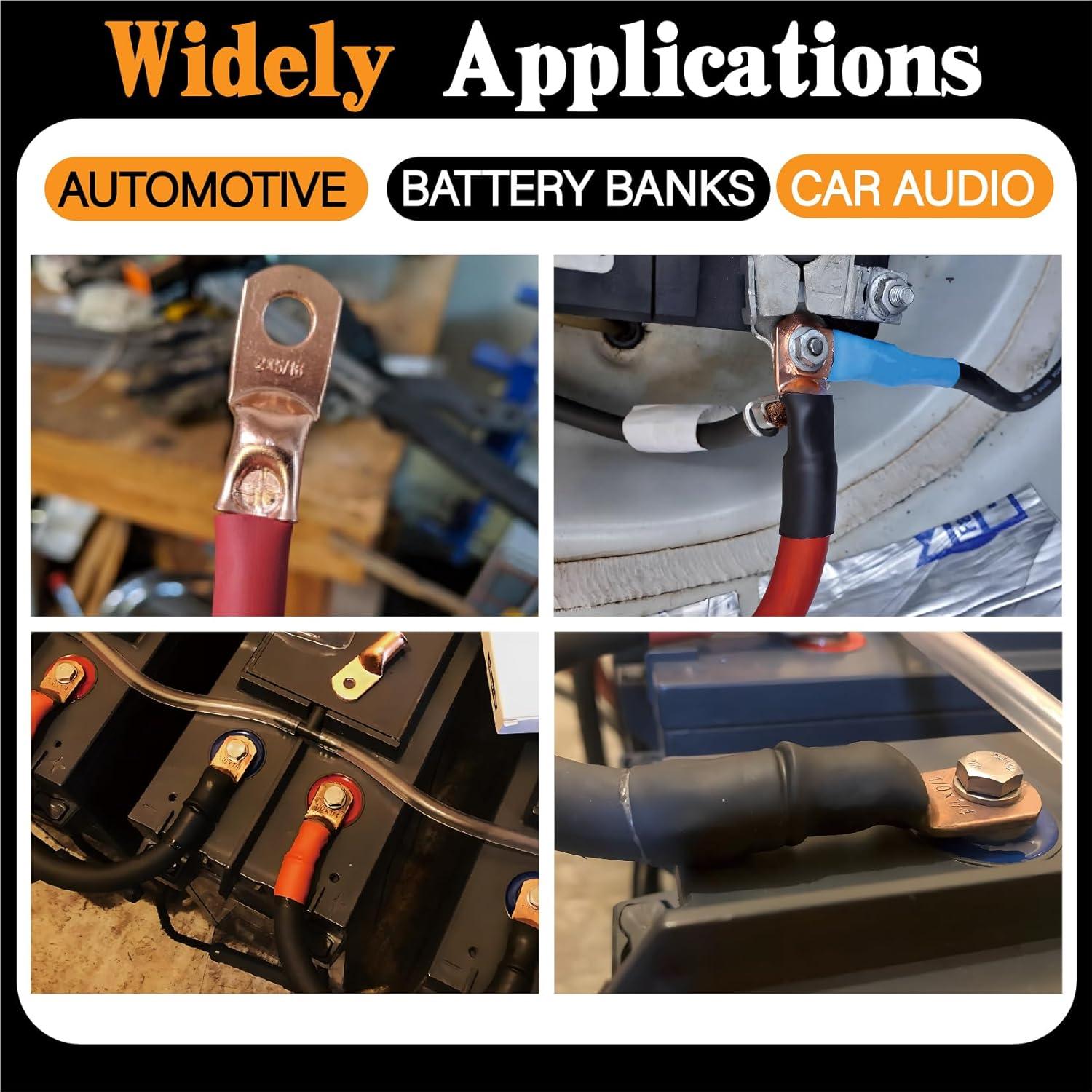 Kit 20 Terminales de Batería 4 AWG Cobre Estañado + Tubo Termocontraíble