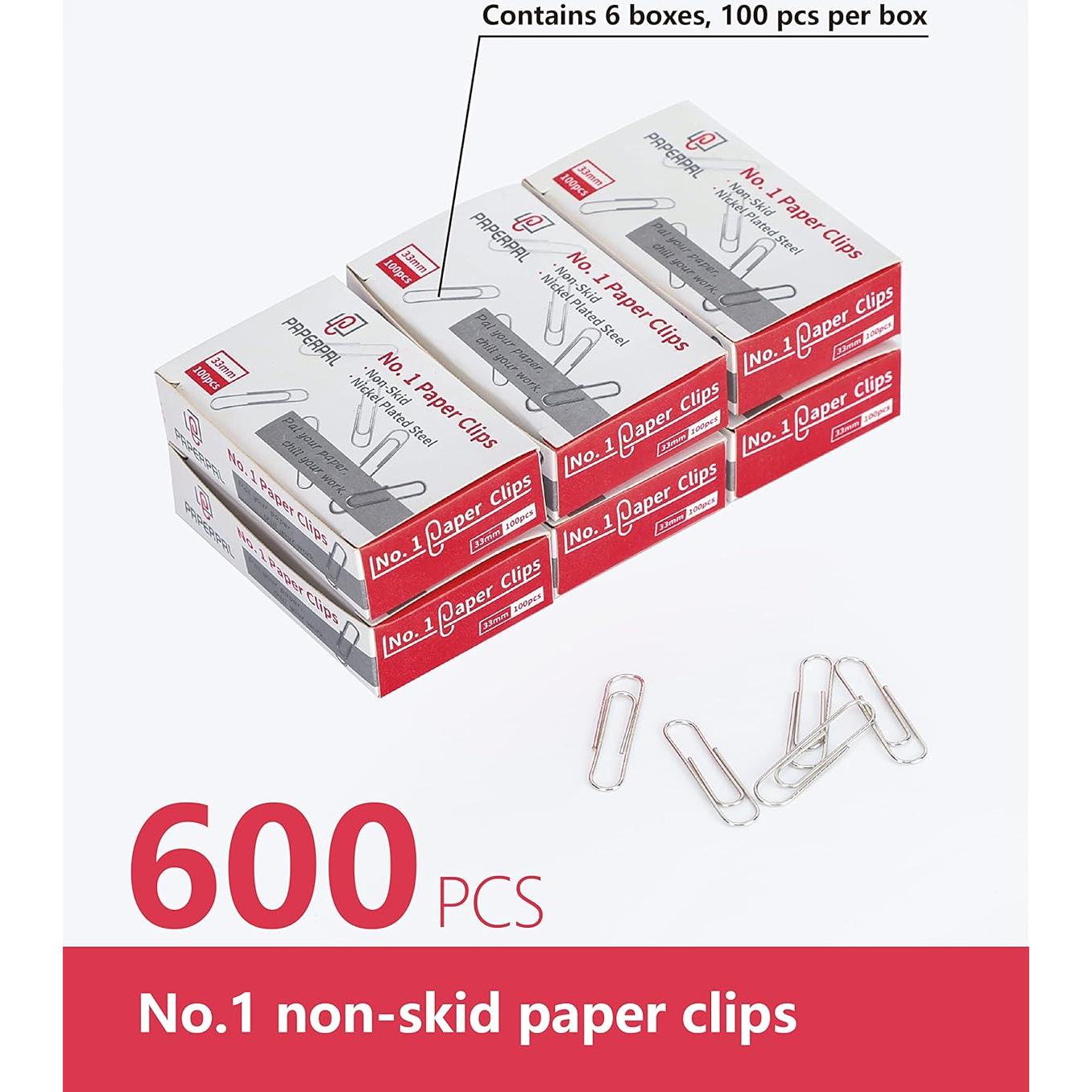 Clips de Papel Antideslizantes PAPERPAL No. 1 - 600 Piezas