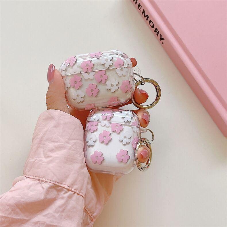 Funda clara TPU floral Olytop para AirPods 1ra/2da Gen - Rosa