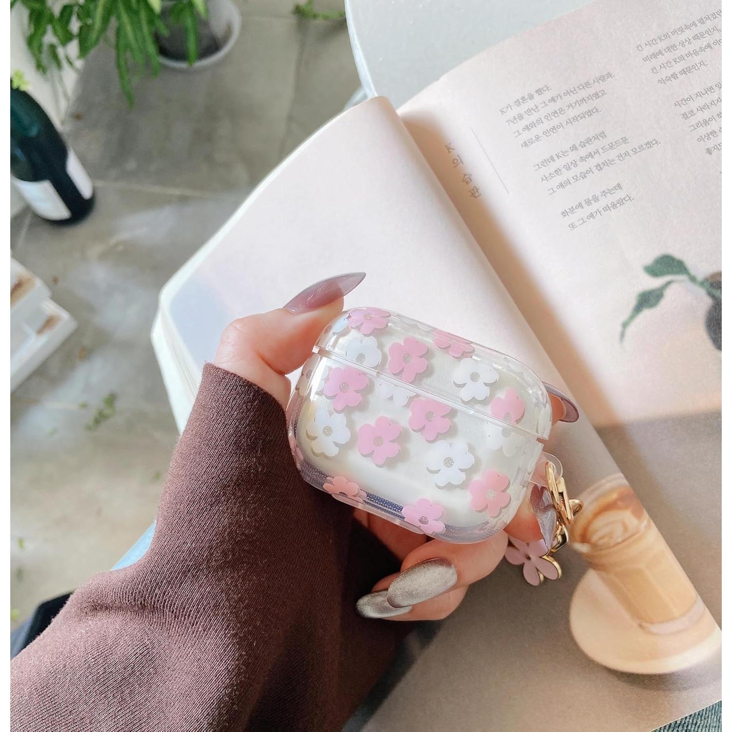 Funda clara TPU floral Olytop para AirPods 1ra/2da Gen - Rosa