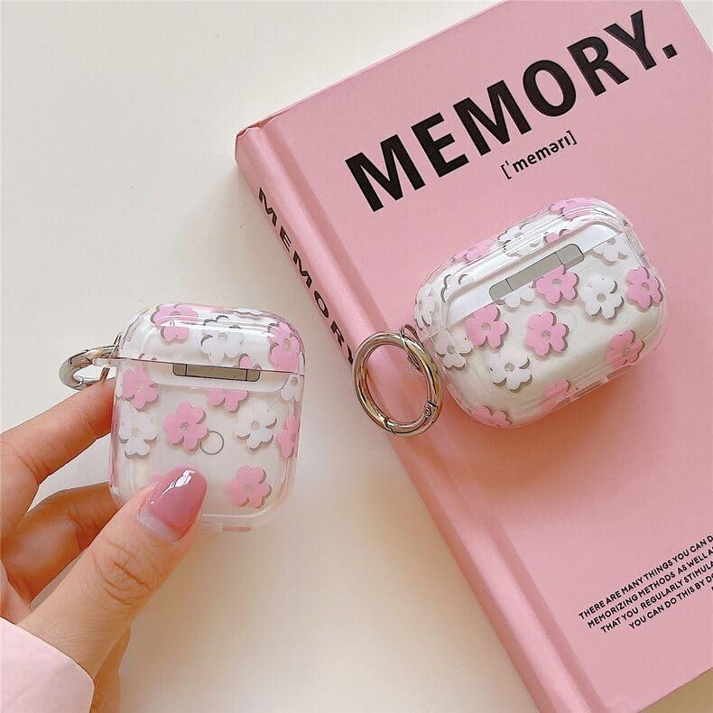 Funda clara TPU floral Olytop para AirPods 1ra/2da Gen - Rosa