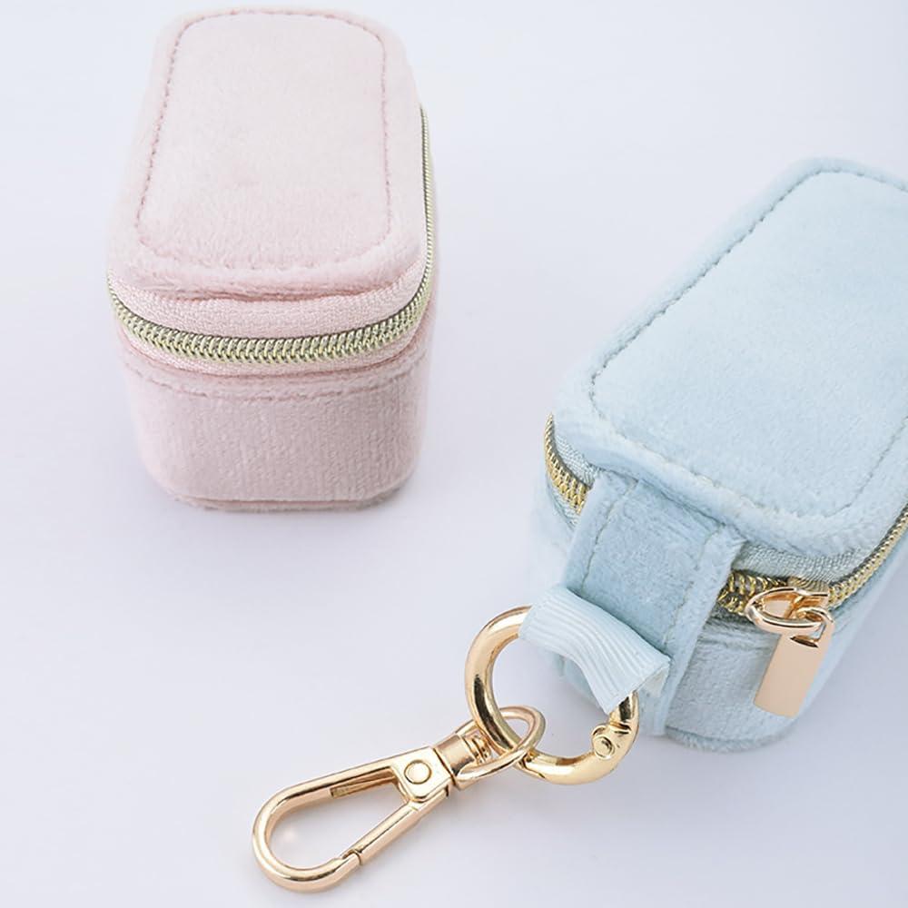 Estuche de Joyería de Viaje FCGOD Terciopelo Azul 8x4 cm