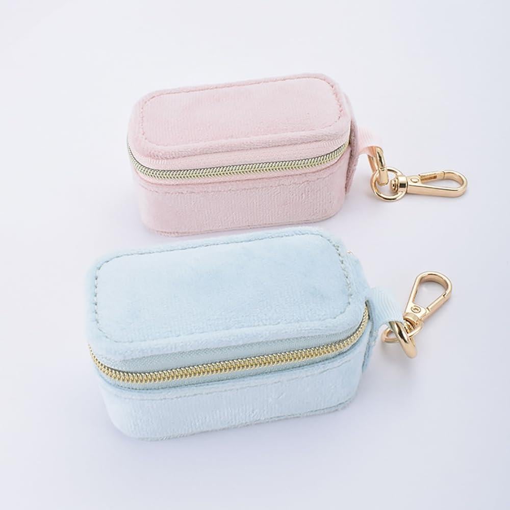 Estuche de Joyería de Viaje FCGOD Terciopelo Azul 8x4 cm