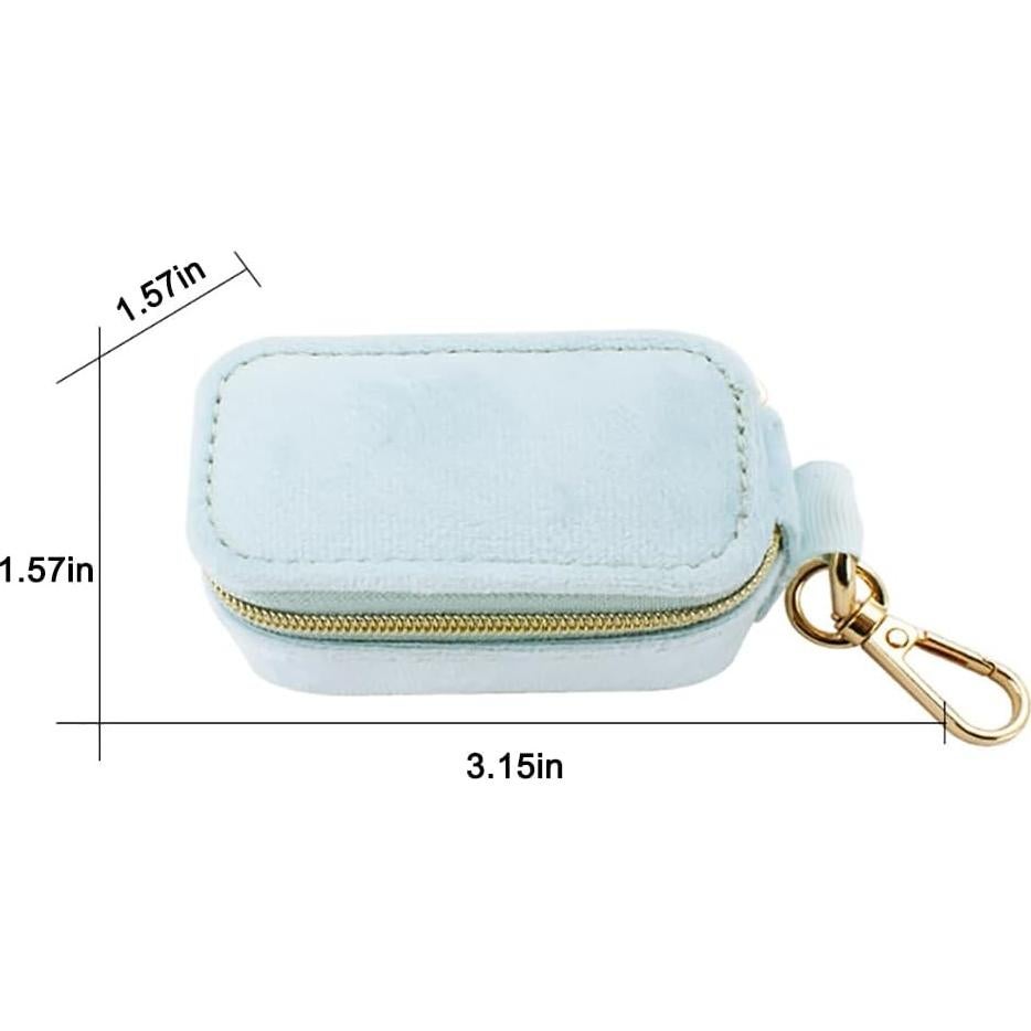 Estuche de Joyería de Viaje FCGOD Terciopelo Azul 8x4 cm