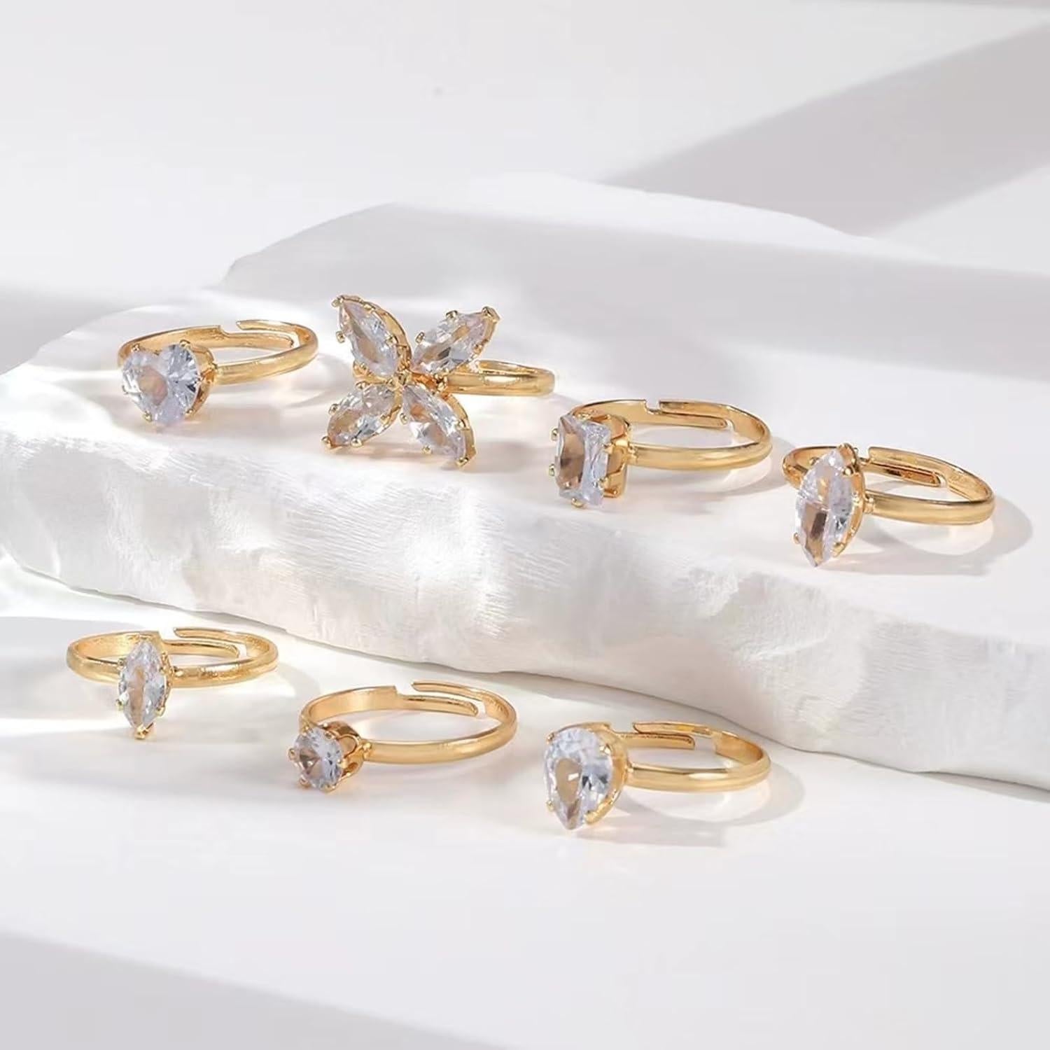 Conjunto de Anillos para Dedos de Oro Mujer - Ajustables Boho