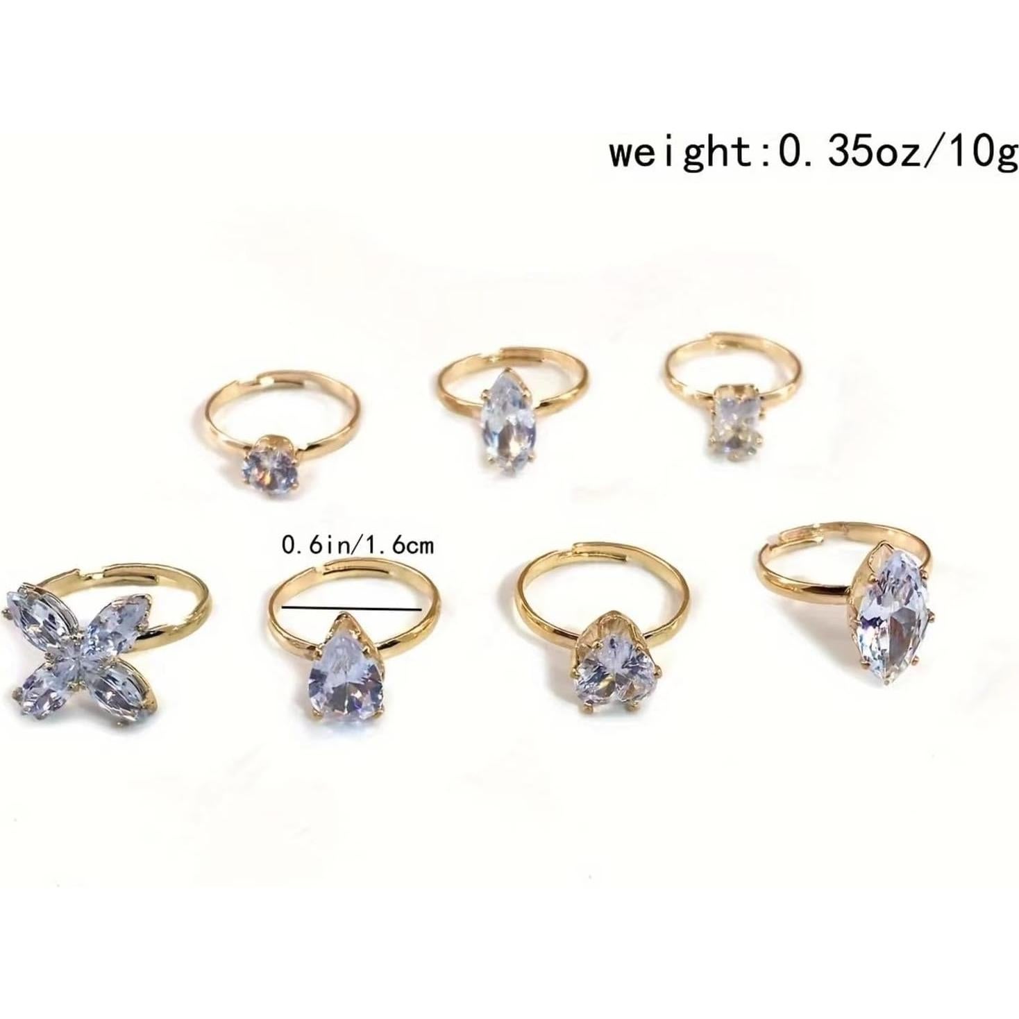 Conjunto de Anillos para Dedos de Oro Mujer - Ajustables Boho