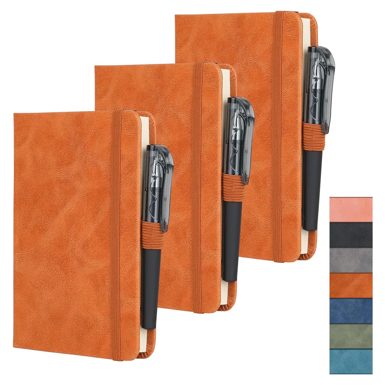 Cuaderno A6 OnMove de cuero marrón tapa dura - 3 paquetes