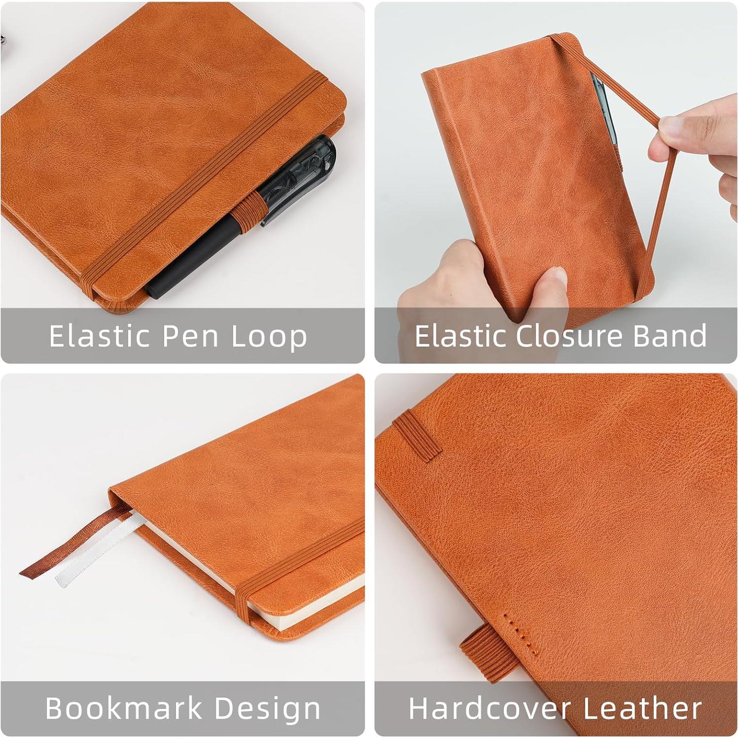 Cuaderno A6 OnMove de cuero marrón tapa dura - 3 paquetes