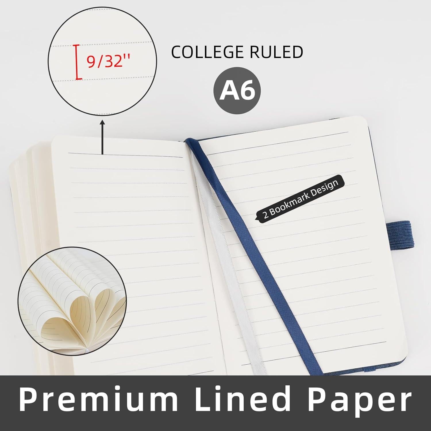 Cuaderno A6 OnMove de cuero marrón tapa dura - 3 paquetes