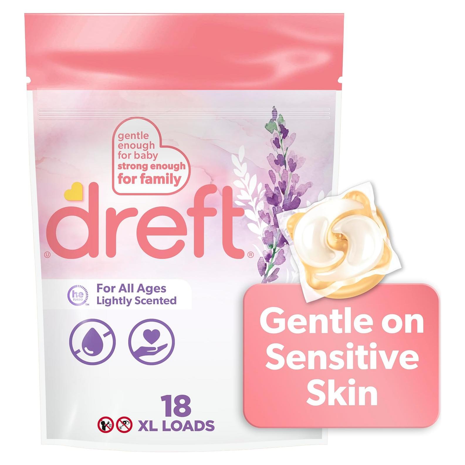 Detergente para Ropa Dreft Hipoalergénico 18 Pacs Lavanda