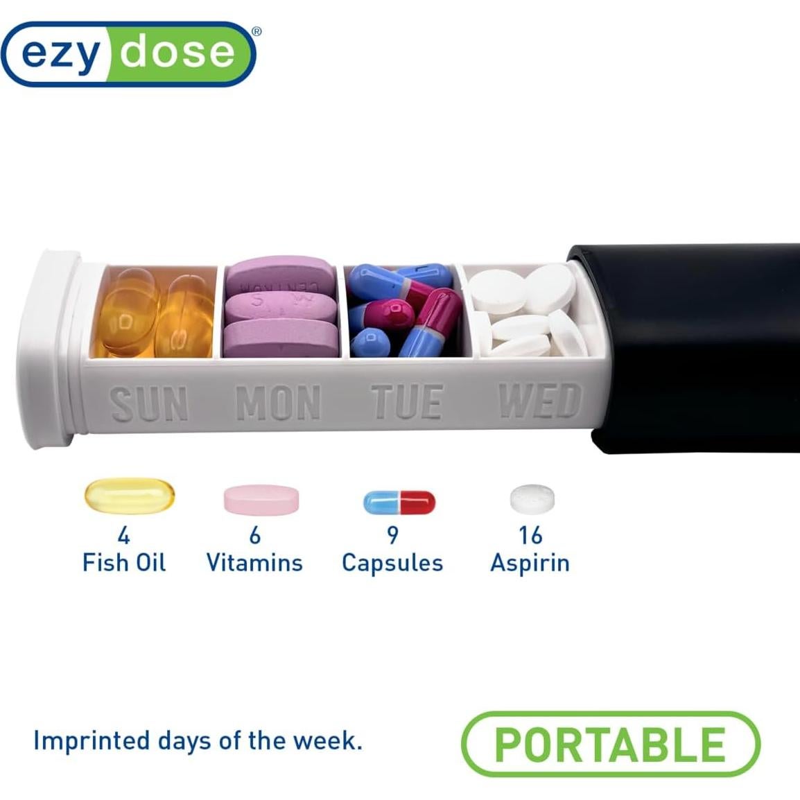 Organizador de Pastillas EZY DOSE Slide 7 Días Libre BPA Negro