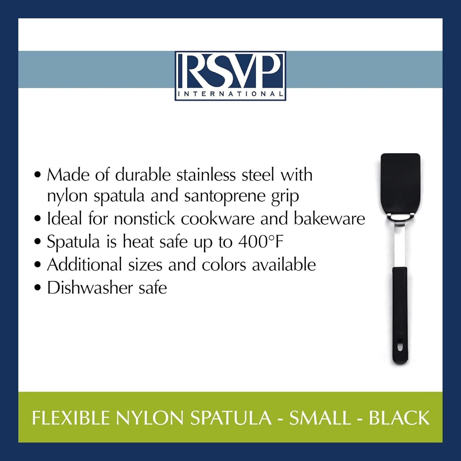 Espátula de Nylon Flexible RSVP International 27.3x5.1 cm Negra