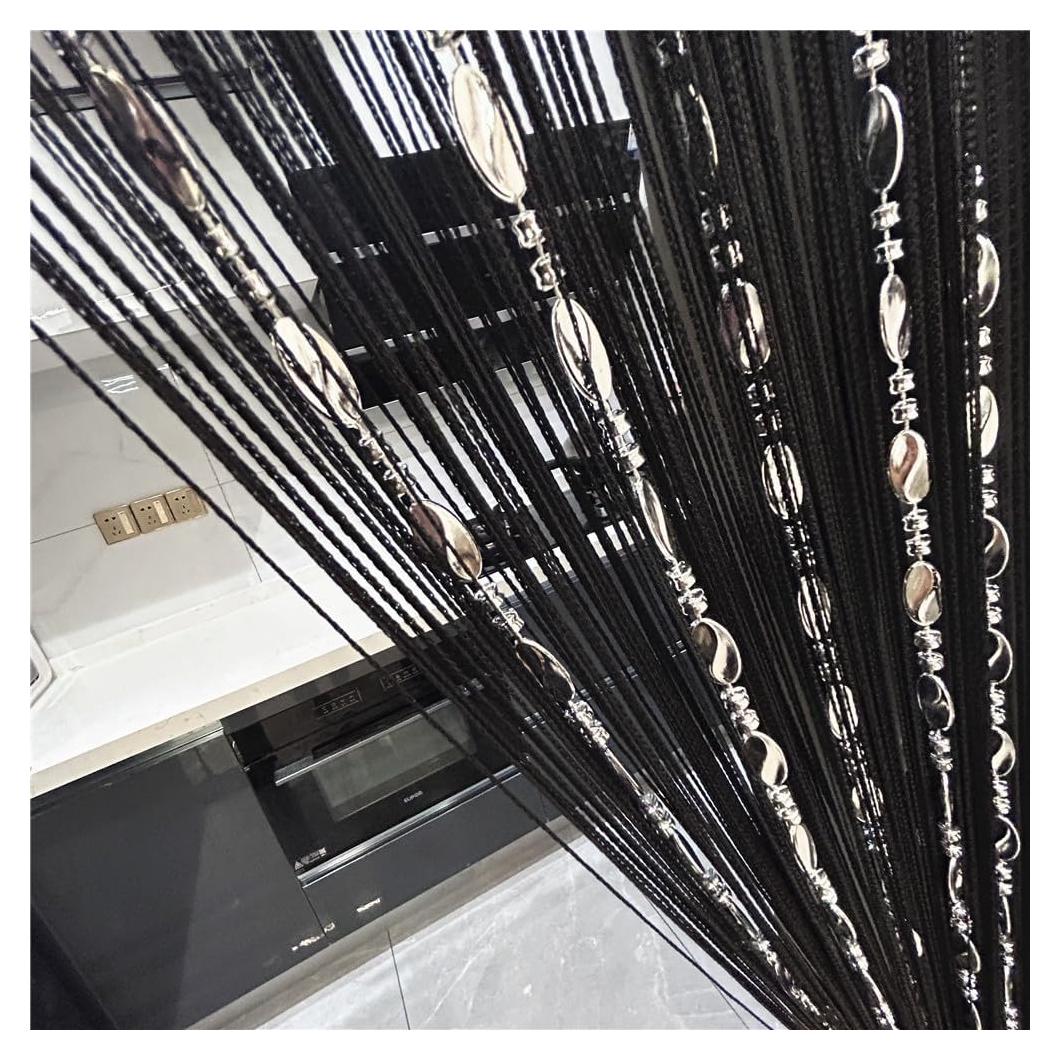 Cortina Decorativa de Cuerda Ave Split 100x200 cm Negra