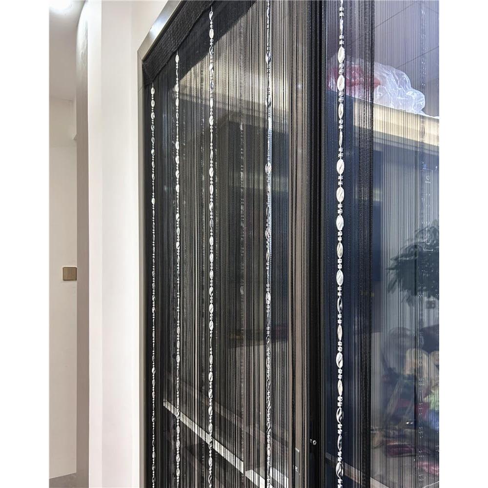 Cortina Decorativa de Cuerda Ave Split 100x200 cm Negra