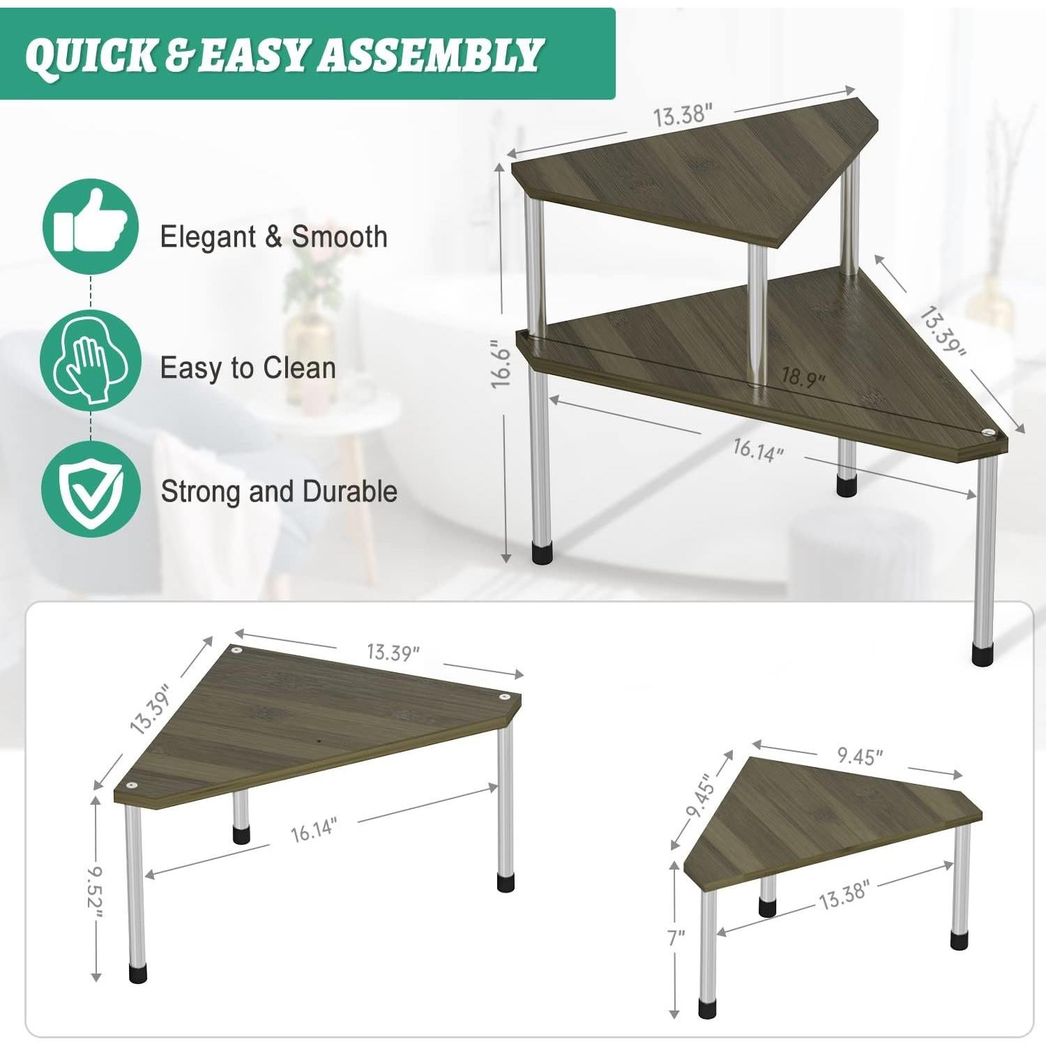 Organizador de Baño Weenson - Estante de 2 Niveles de Bambú