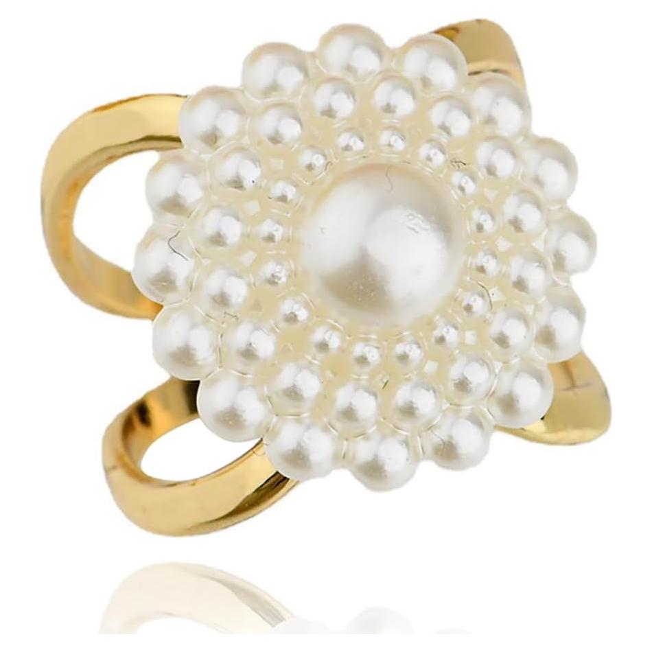 Clip de Bufanda de Perlas Redondas Hebelee para Mujeres - Dorado