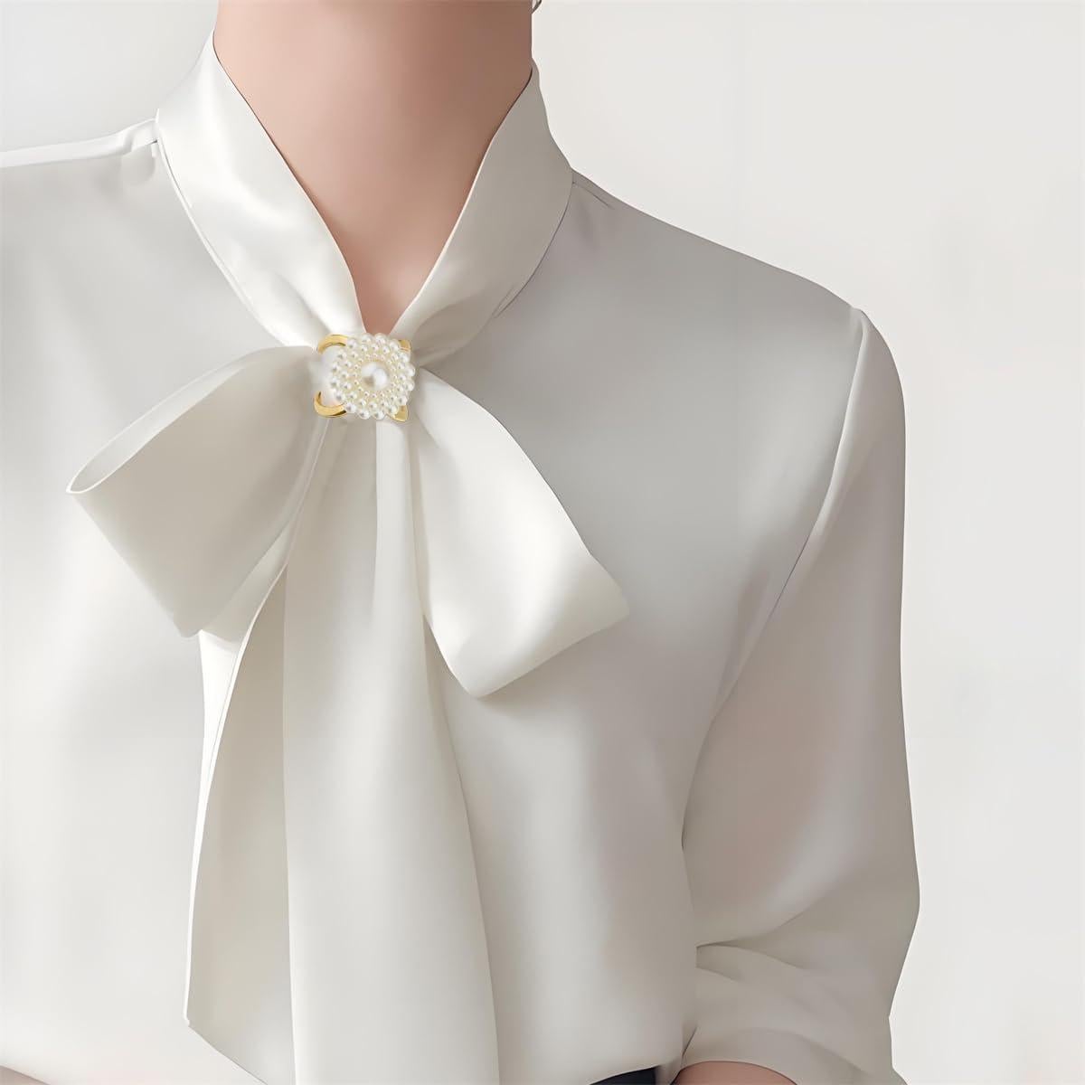 Clip de Bufanda de Perlas Redondas Hebelee para Mujeres - Dorado