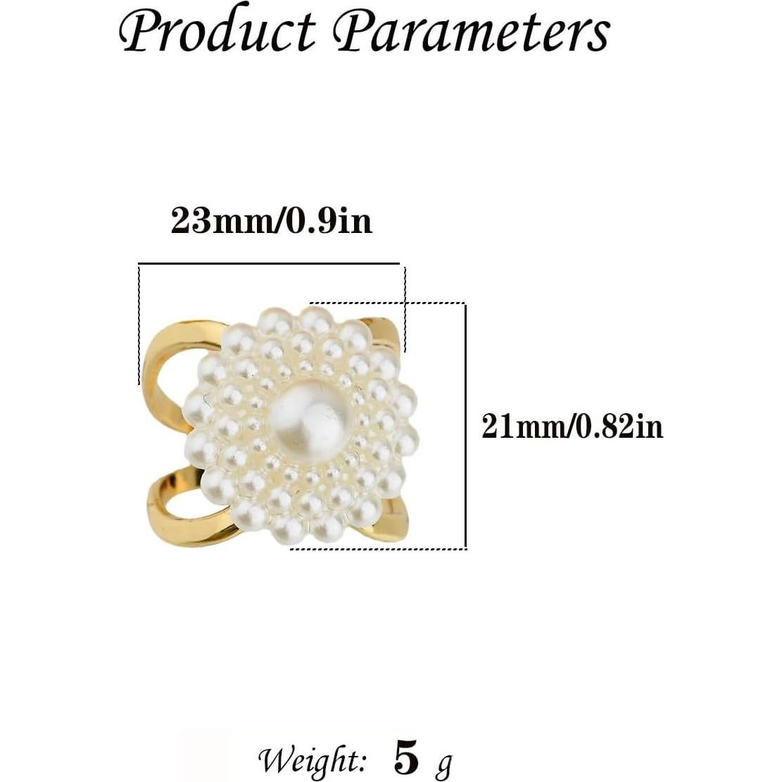 Clip de Bufanda de Perlas Redondas Hebelee para Mujeres - Dorado